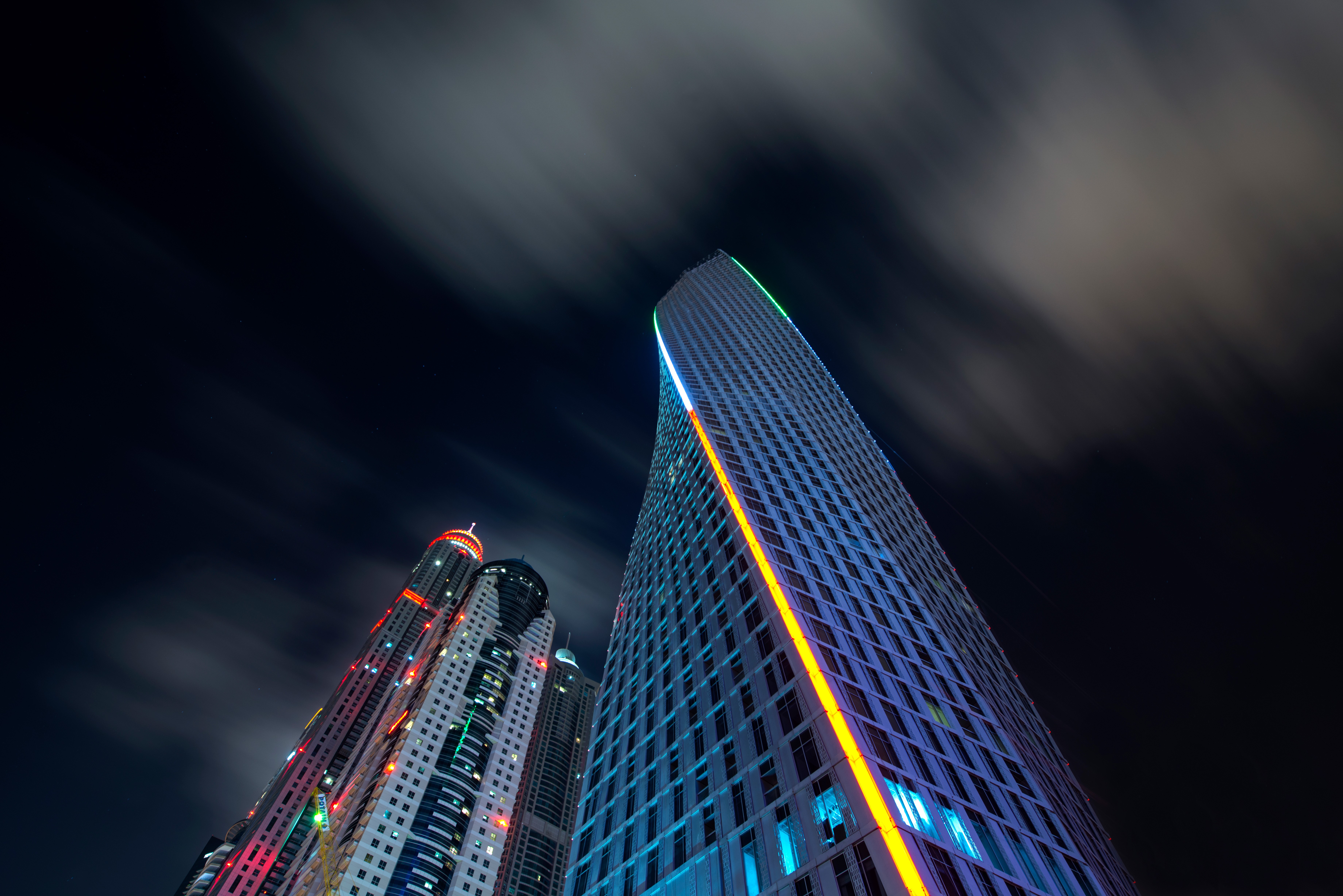 skycrapper, buildings, dubai, night, world, hd, 4k, 5k, 8k, HD Wallpaper
