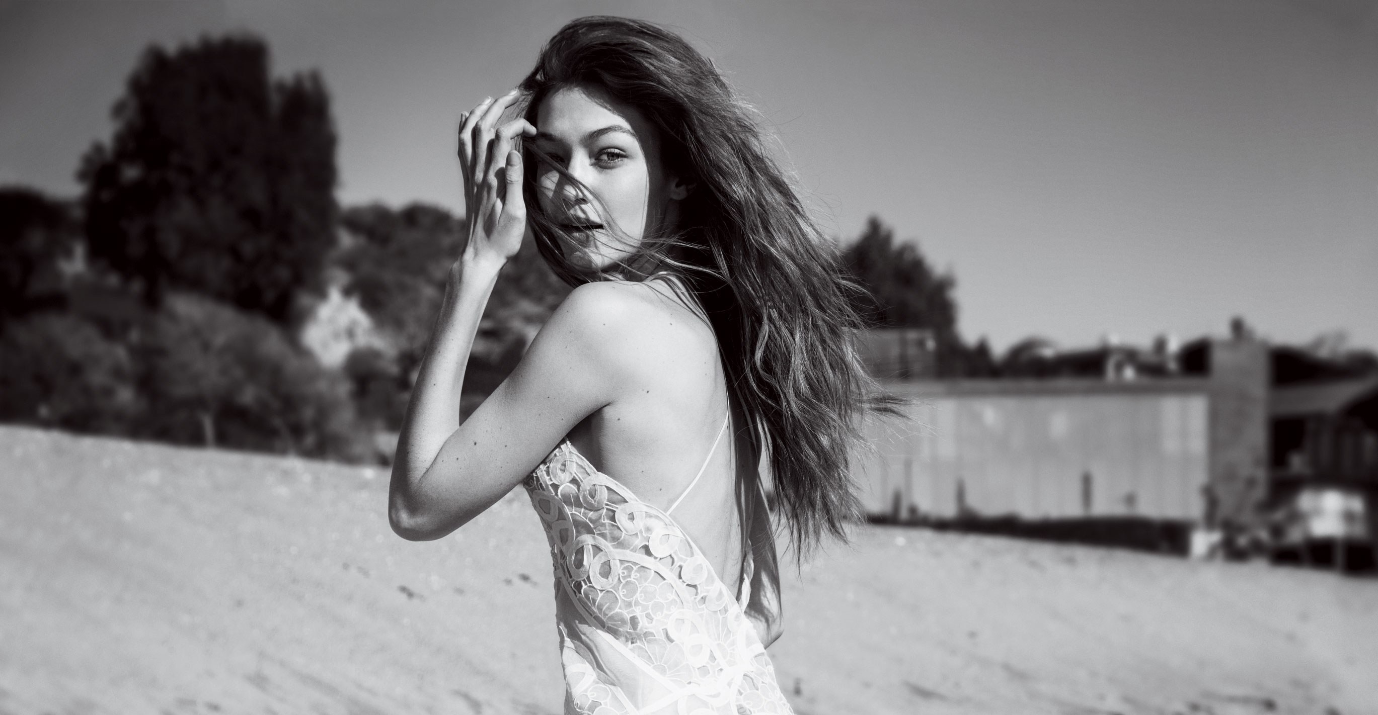 gigi hadid, celebrities, girls, hd, model, monochrome, black and white, HD Wallpaper