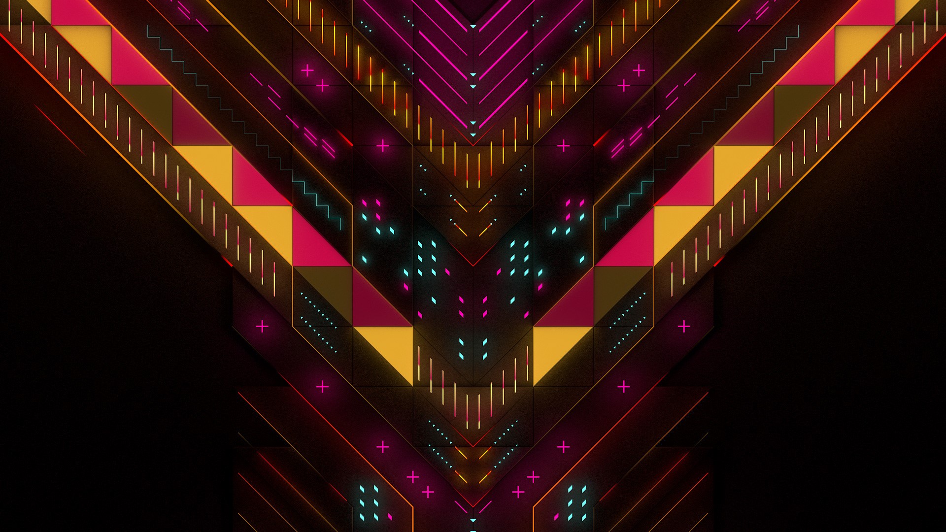 neon, abstract, geometry, digital art, hd, artist, artwork, HD Wallpaper