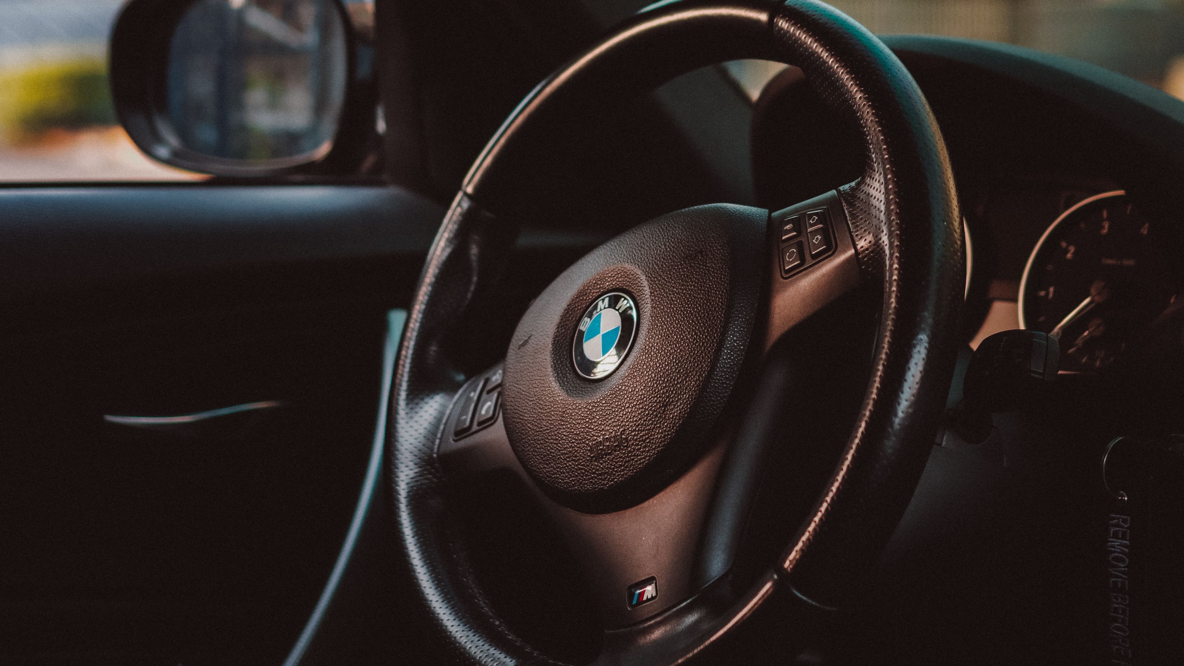 bmw, car, steering wheel, black, 4k, HD Wallpaper