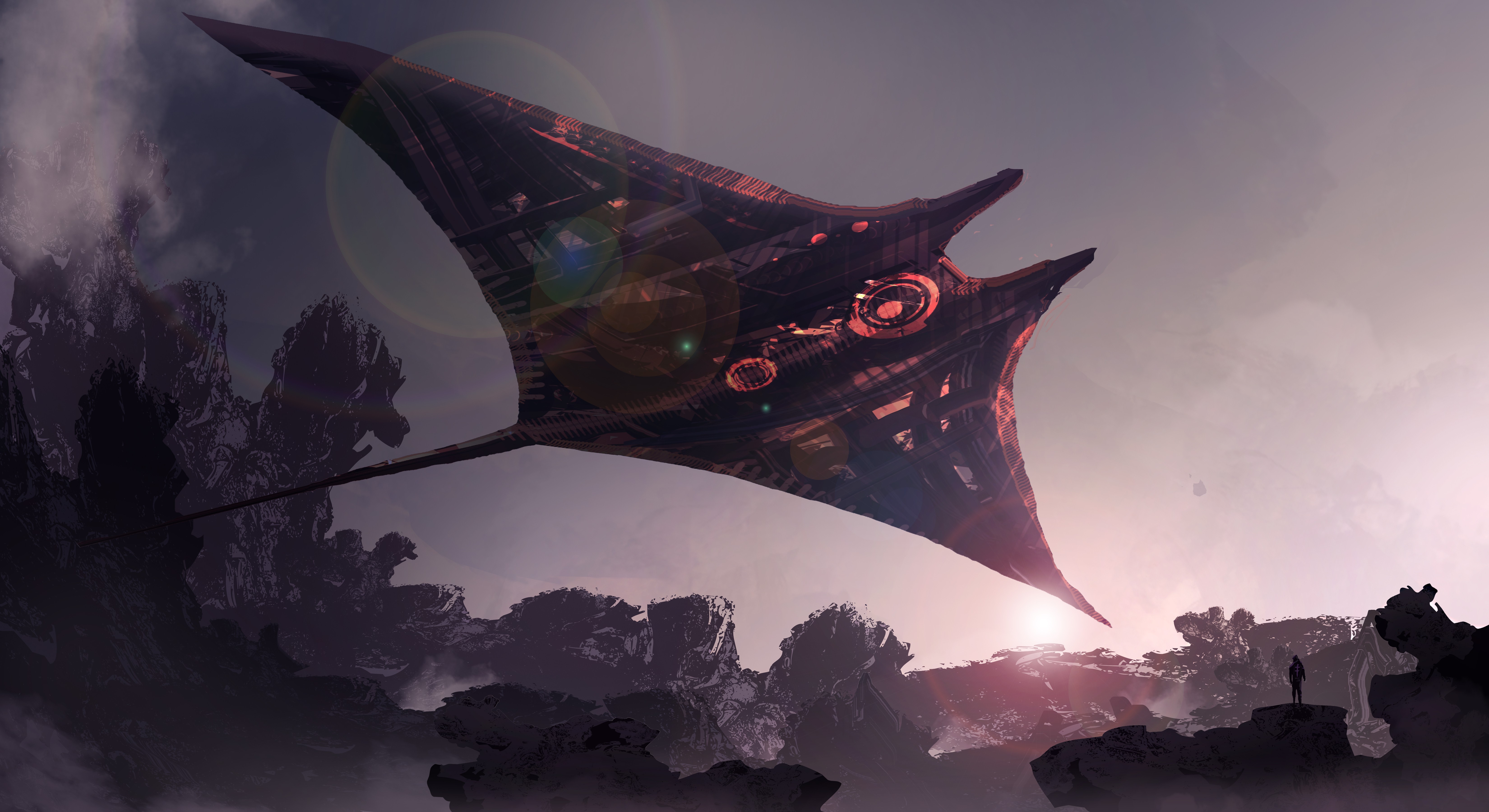 spaceship, artistic, artwork, digital art, hd, 4k, 5k, deviantart, HD Wallpaper