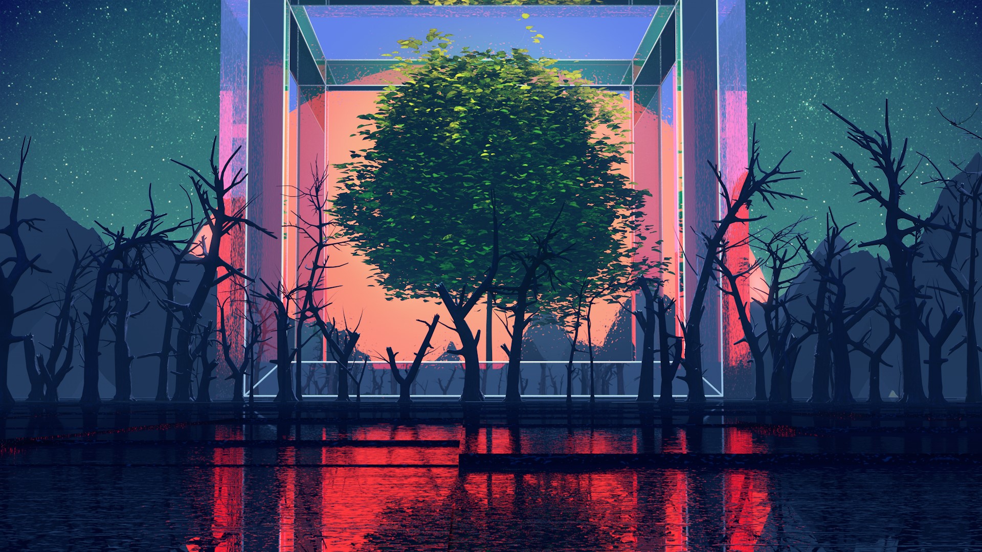 landscape, 3d, artist, artwork, digital art, hd, minimalism, HD Wallpaper