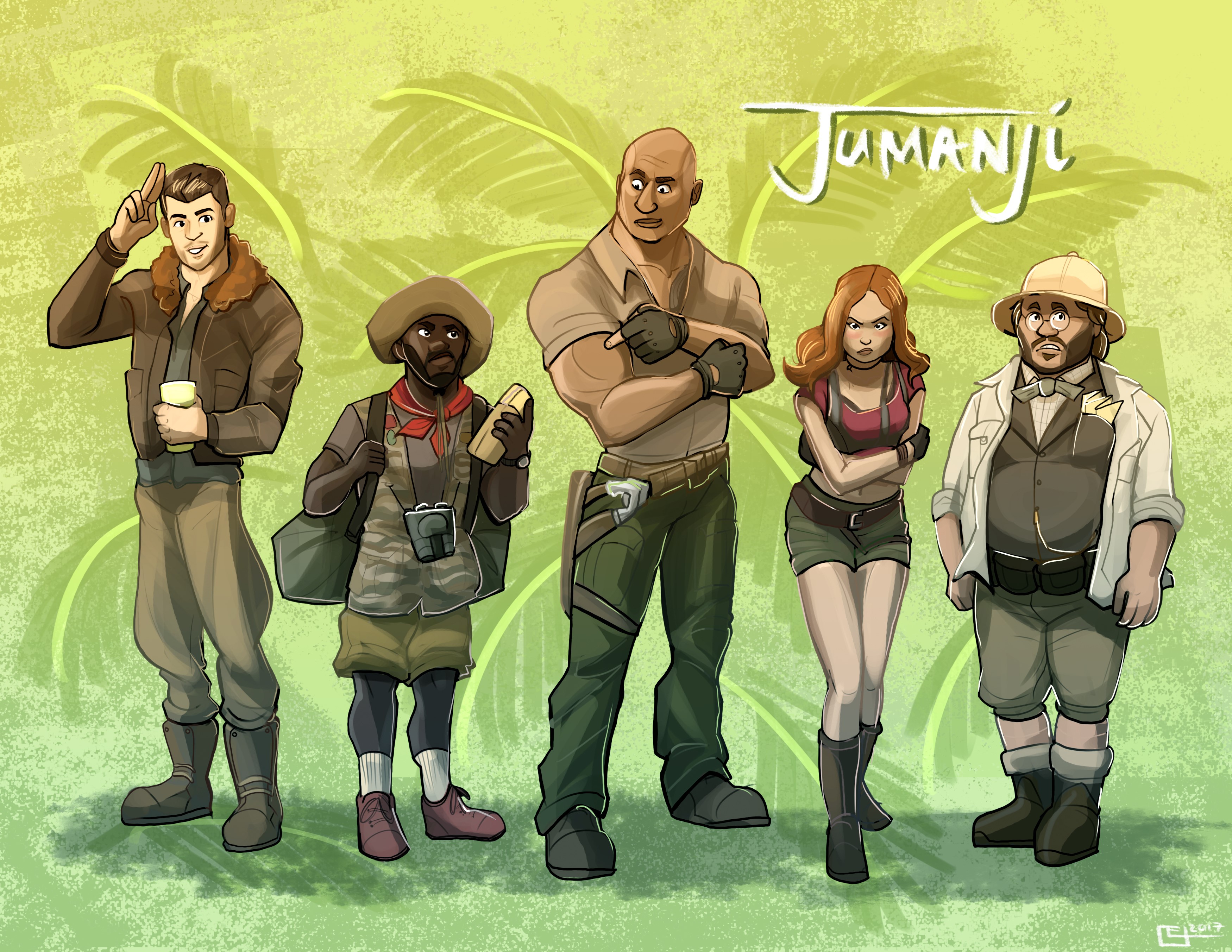 jumanji welcome to the jungle, 2017 movies, movies, hd, 4k, artist, artwork, deviantart, HD Wallpaper