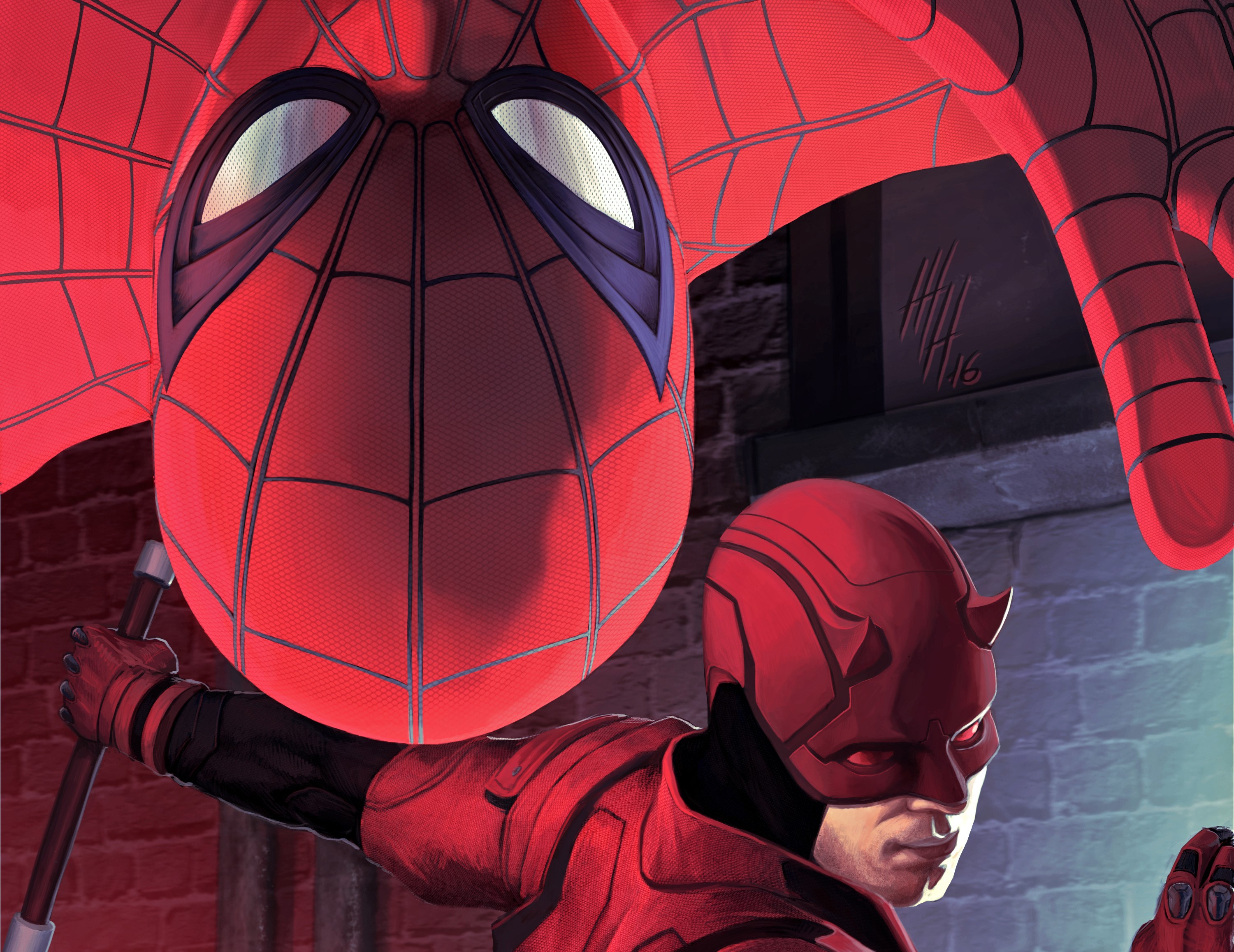 spiderman, daredevil, hd, artwork, digital art, HD Wallpaper