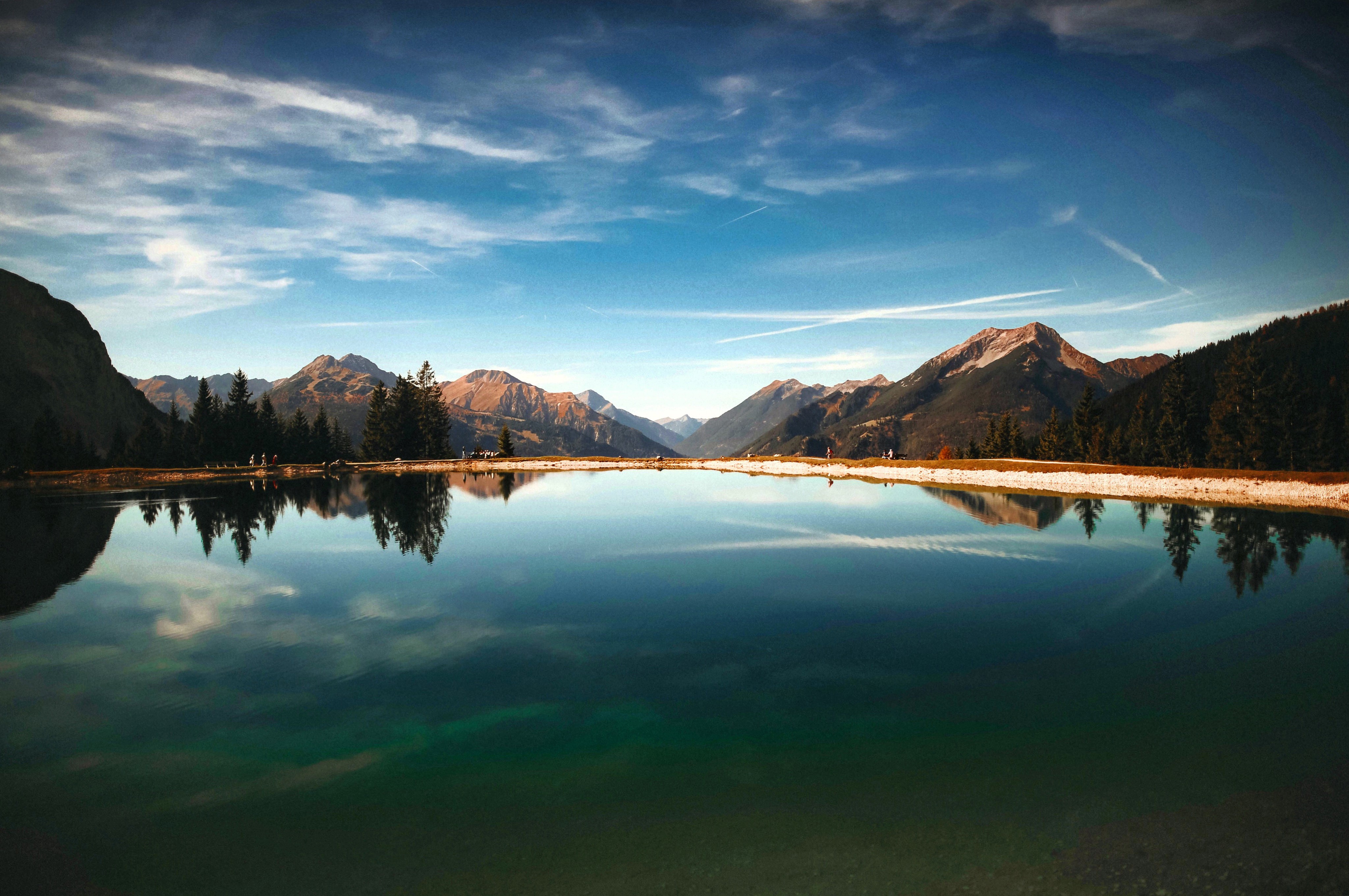 lake, clouds, mountains, forest, landscape, reflection, hd, 4k, HD Wallpaper