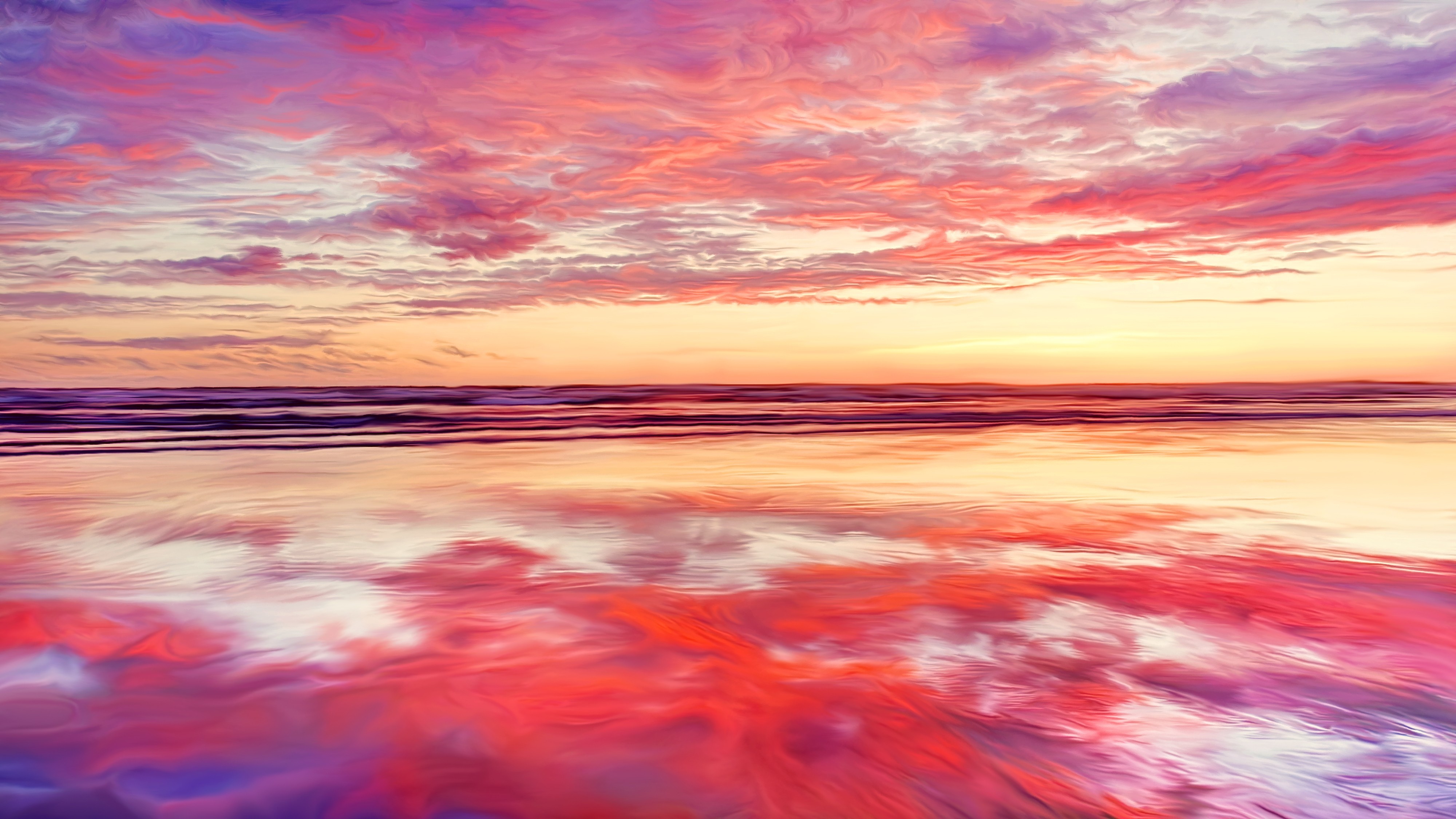 sea, illustration, artwork, sky, landscape, 4k, hd, artist, digital art, HD Wallpaper