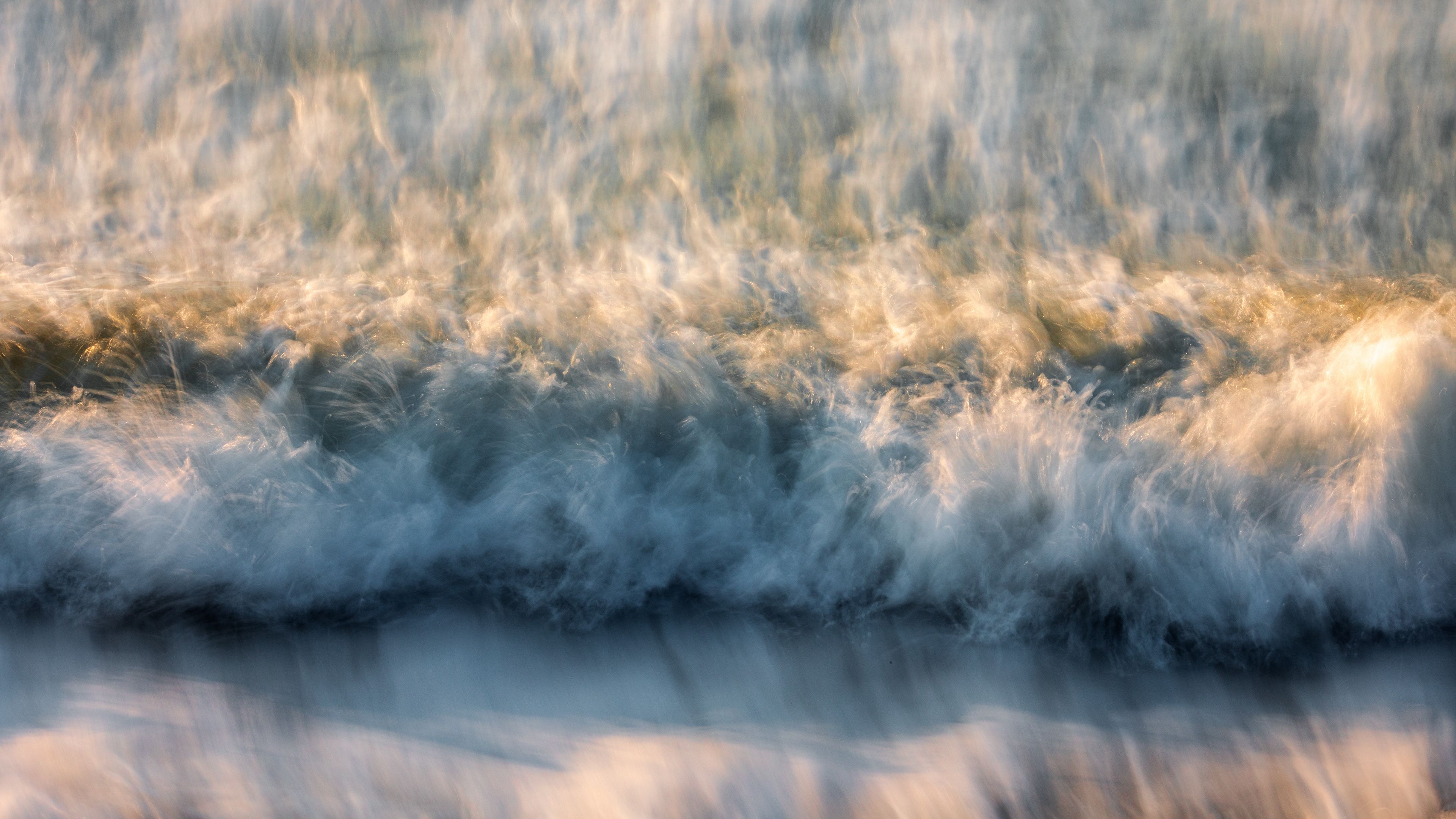 waves, blur, abstraction, long exposure, 4k, HD Wallpaper