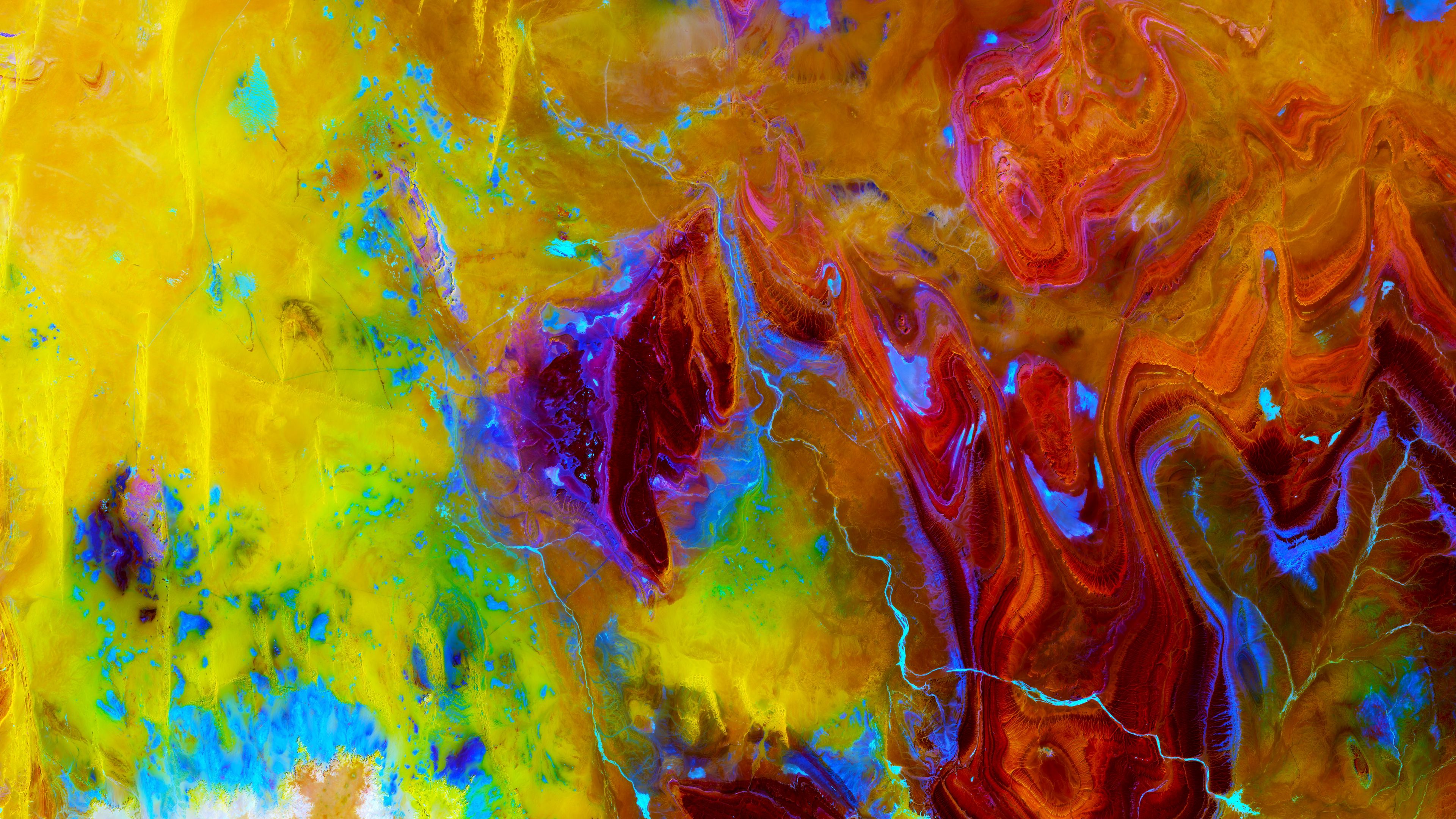 abstraction, spots, colorful, surface, 4k, HD Wallpaper