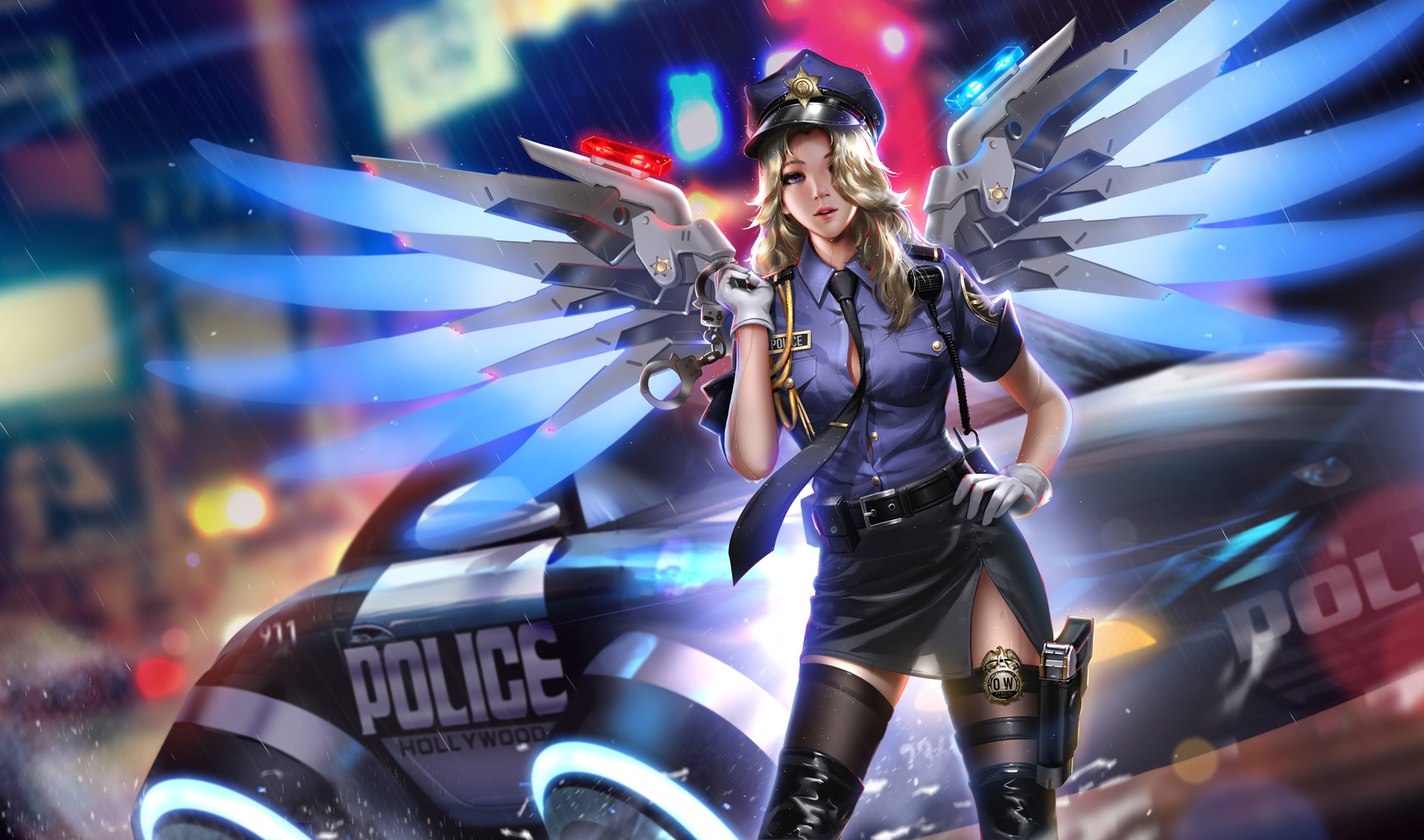 mercy overwatch, overwatch, games, hd, artwork, police, deviantart, HD Wallpaper
