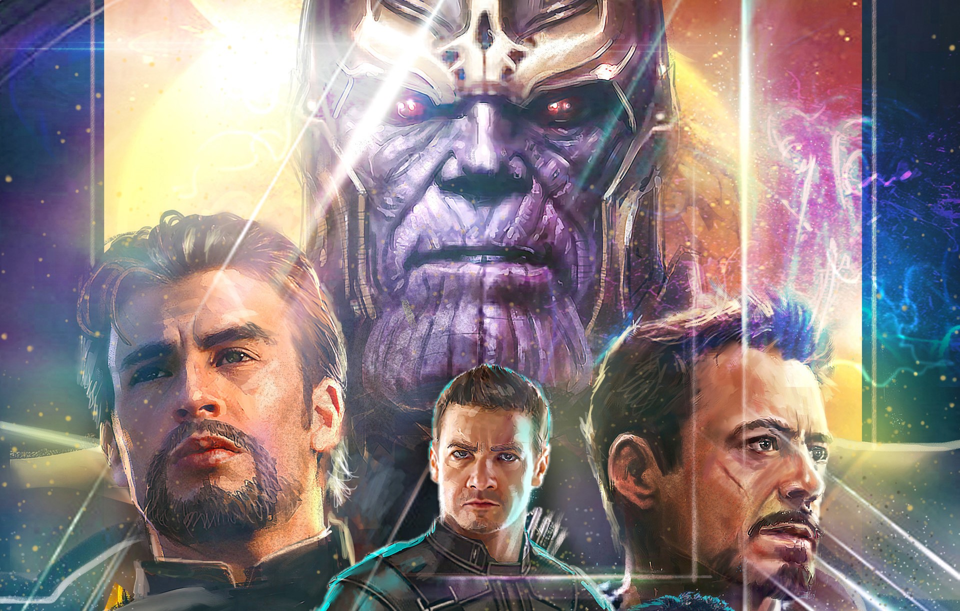 thanos, iron man, captain america, hawkeye, avengers infinity war, movies, hd, artist, artwork, HD Wallpaper