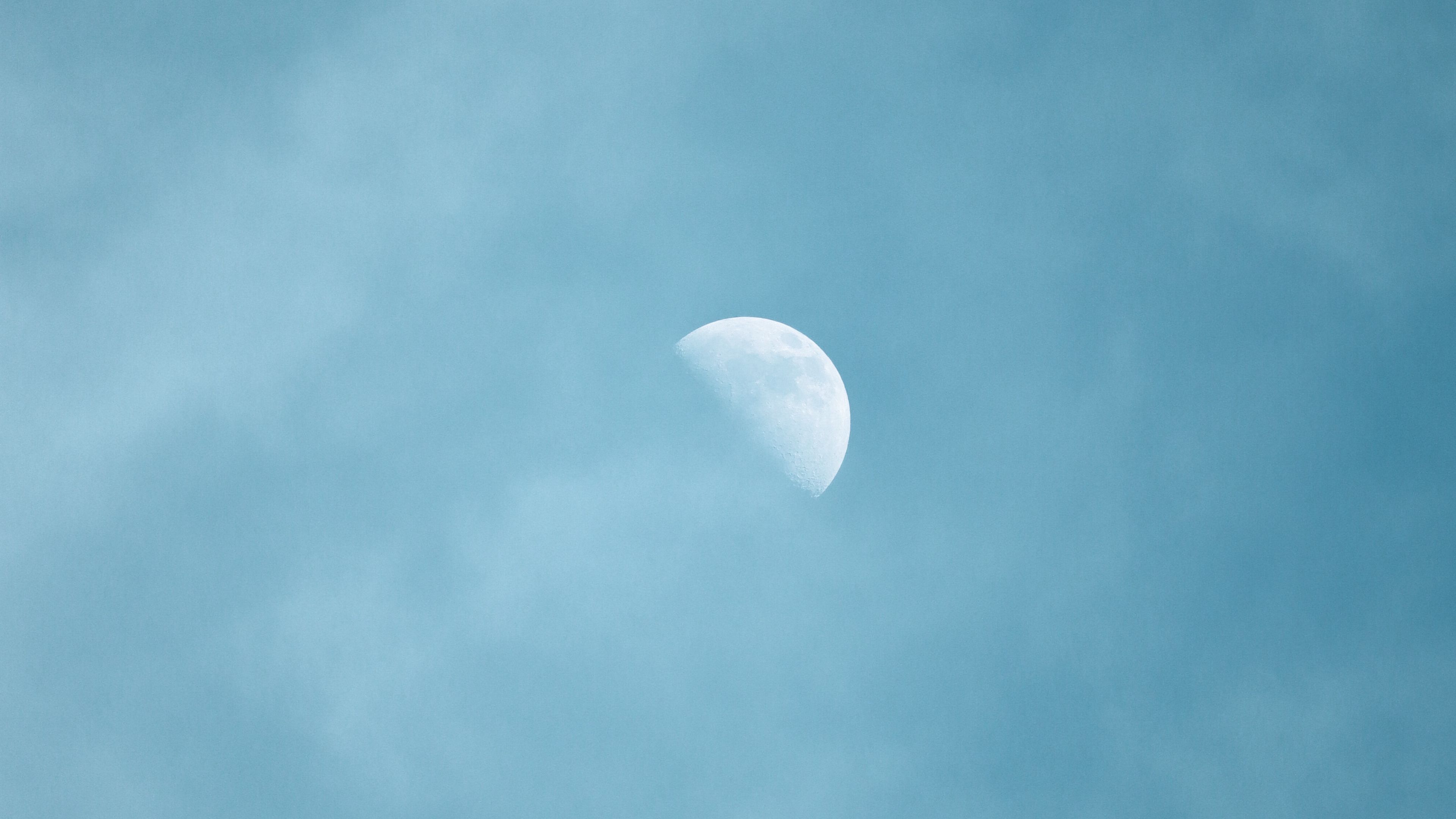sky, moon, clouds, 4k, HD Wallpaper