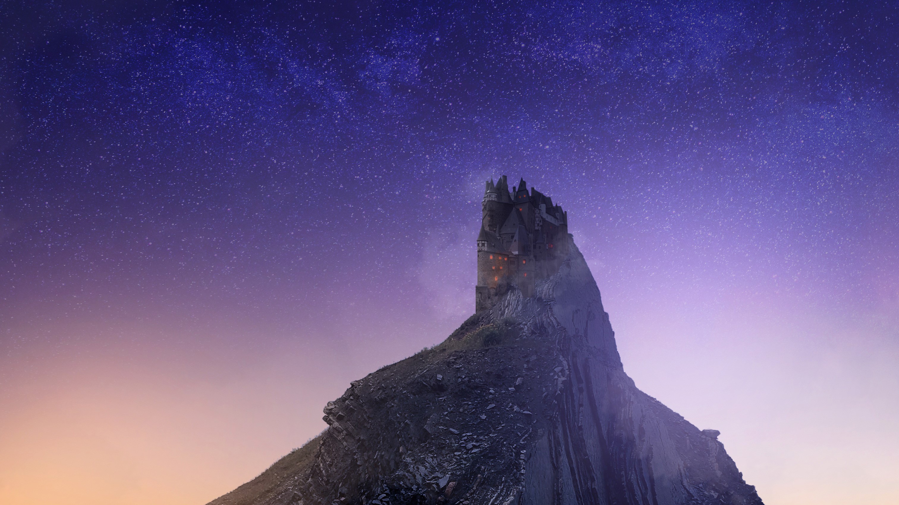 castle, mountains, hd, artist, artwork, HD Wallpaper