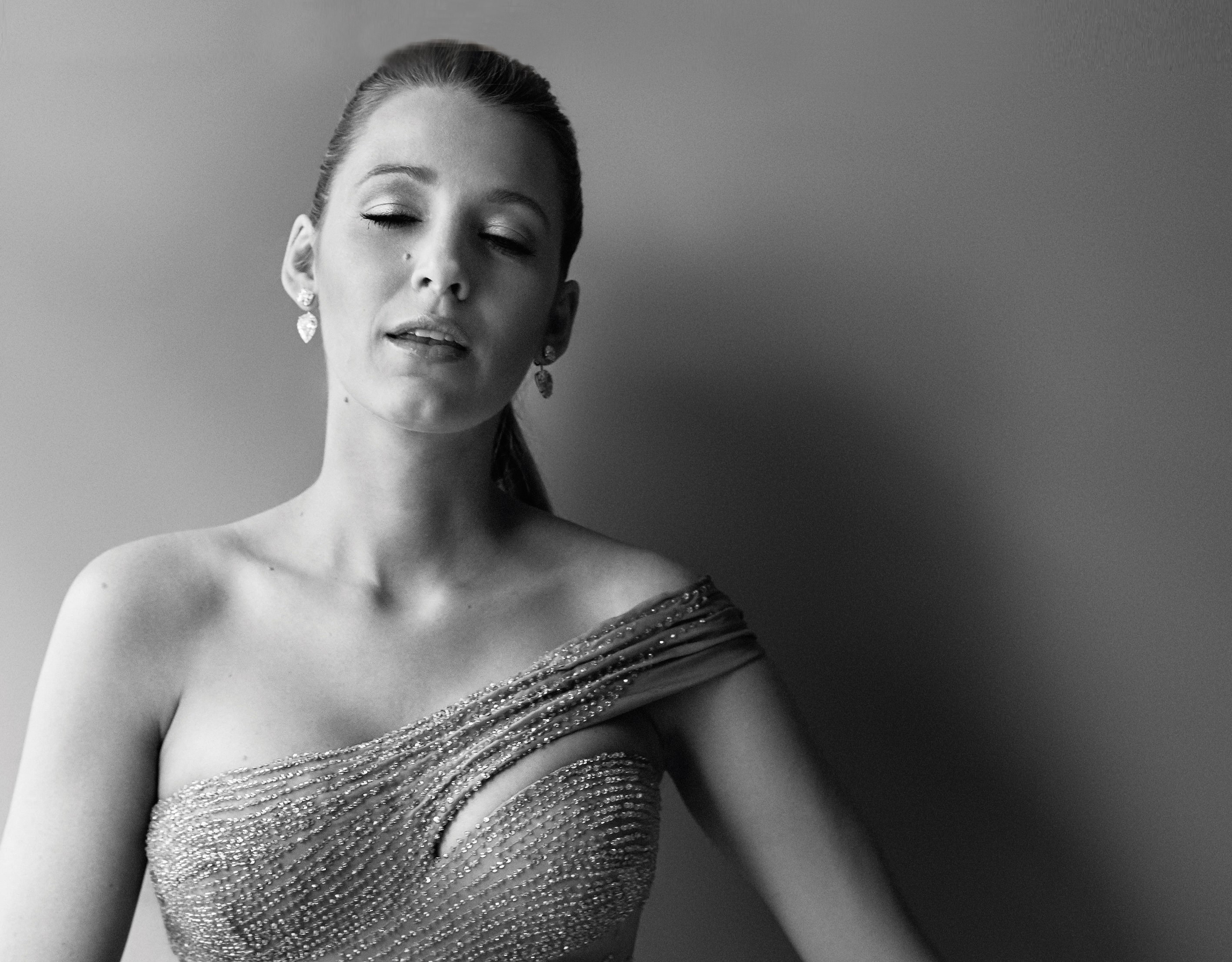 blake lively, celebrities, girls, hd, monochrome, black and white, HD Wallpaper