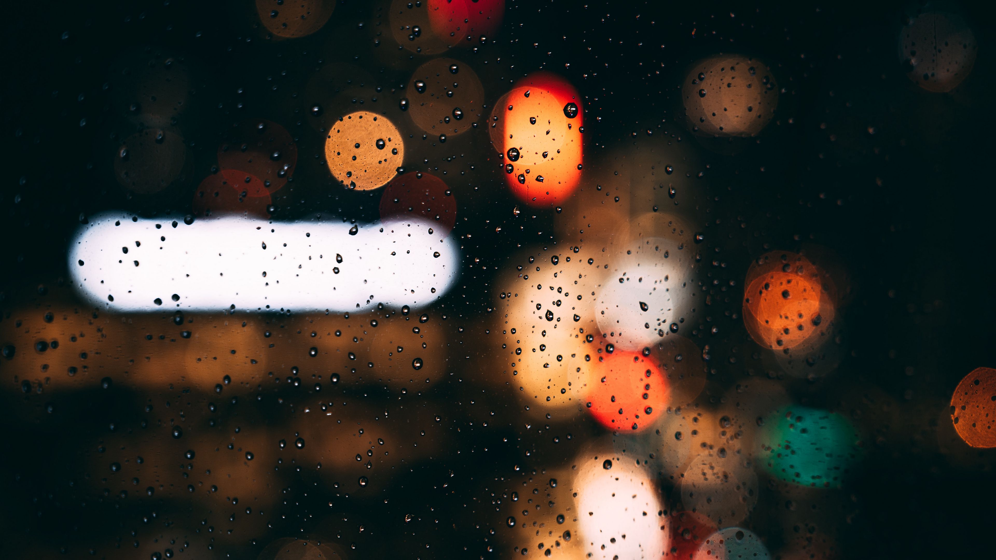 glass, drops, blur, macro, bokeh, 4k, HD Wallpaper