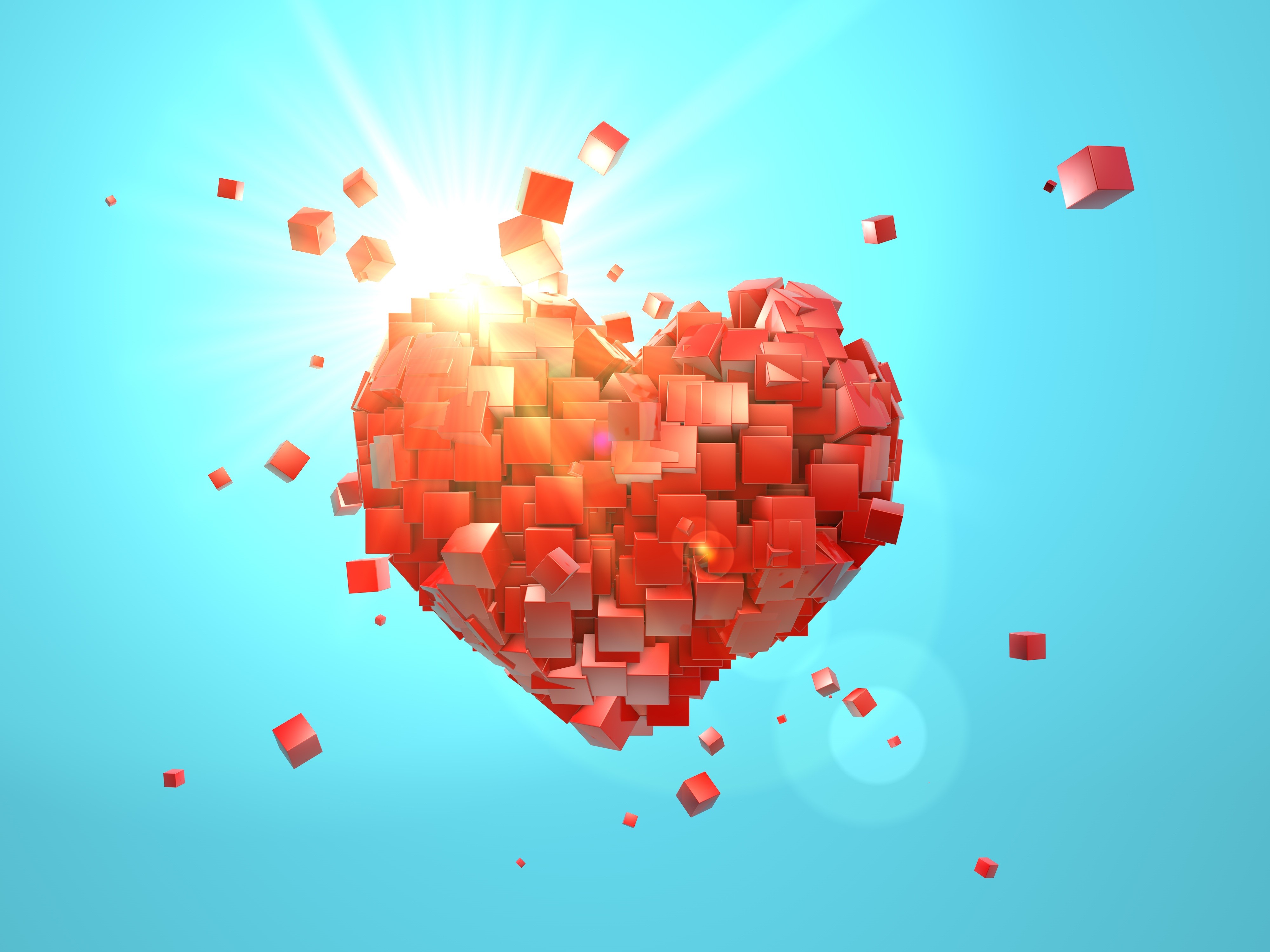 heart, love, explosion, abstract, valentine day, hd, 4k, HD Wallpaper
