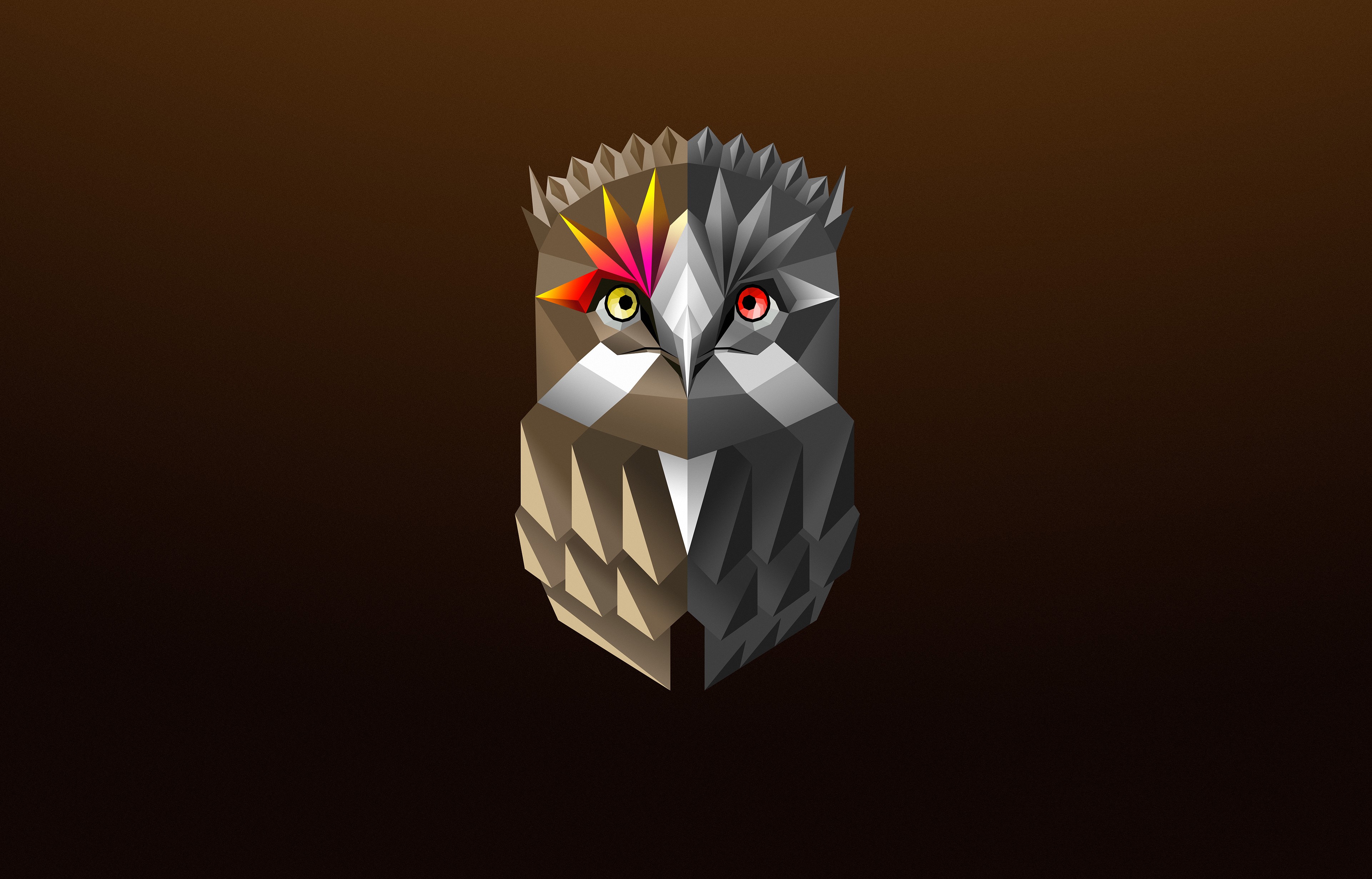owl, facet, abstract, birds, digital art, hd, 4k, deviantart, HD Wallpaper