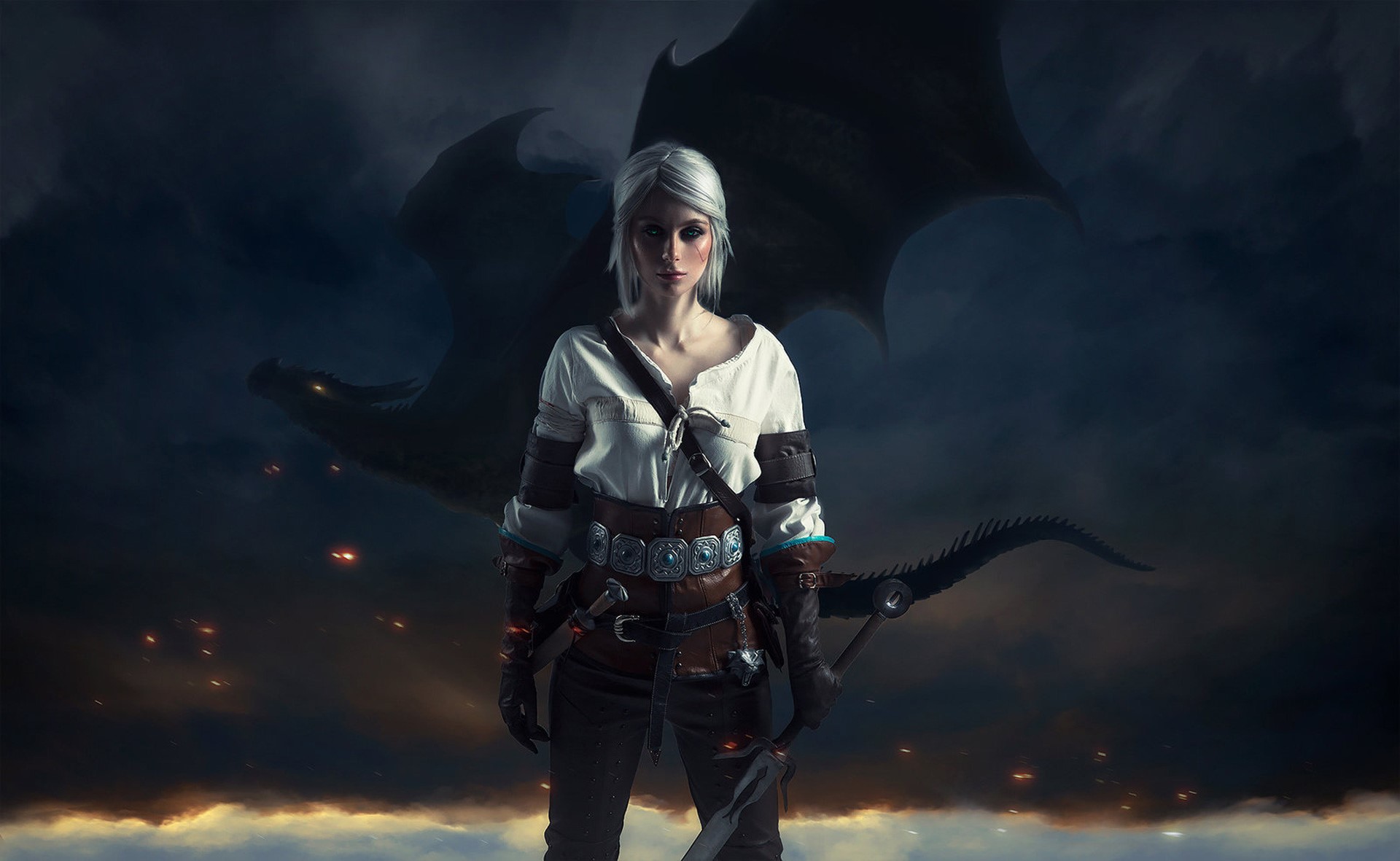 ciri, the witcher 3, games, ps4 games, xbox games, pc games, artist, digital art, deviantart, dragon, HD Wallpaper