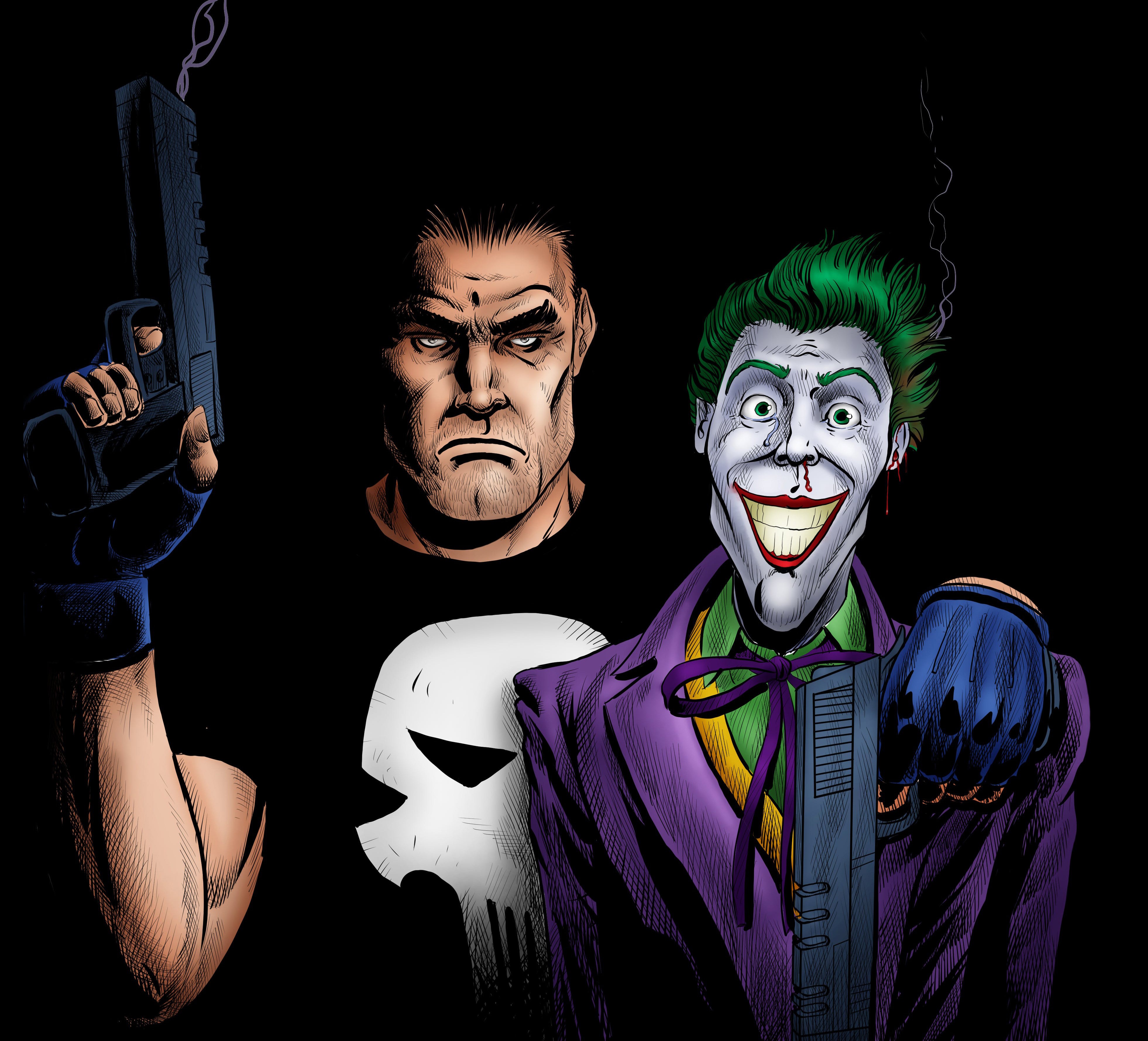 punisher, joker, hd, 4k, artwork, HD Wallpaper