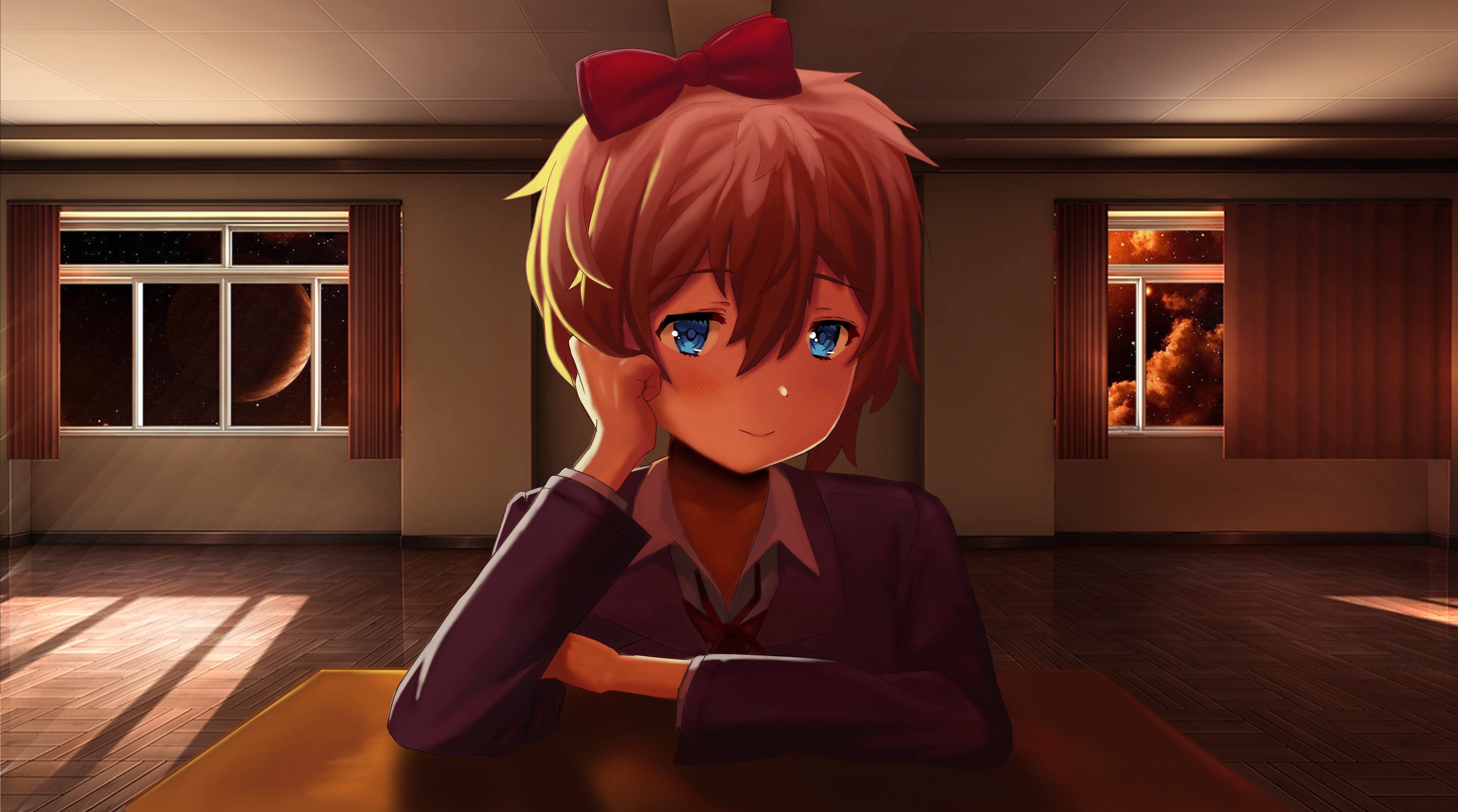 doki doki literature club, 2017 games, games, hd, 4k, 5k, anime, anime girl, HD Wallpaper
