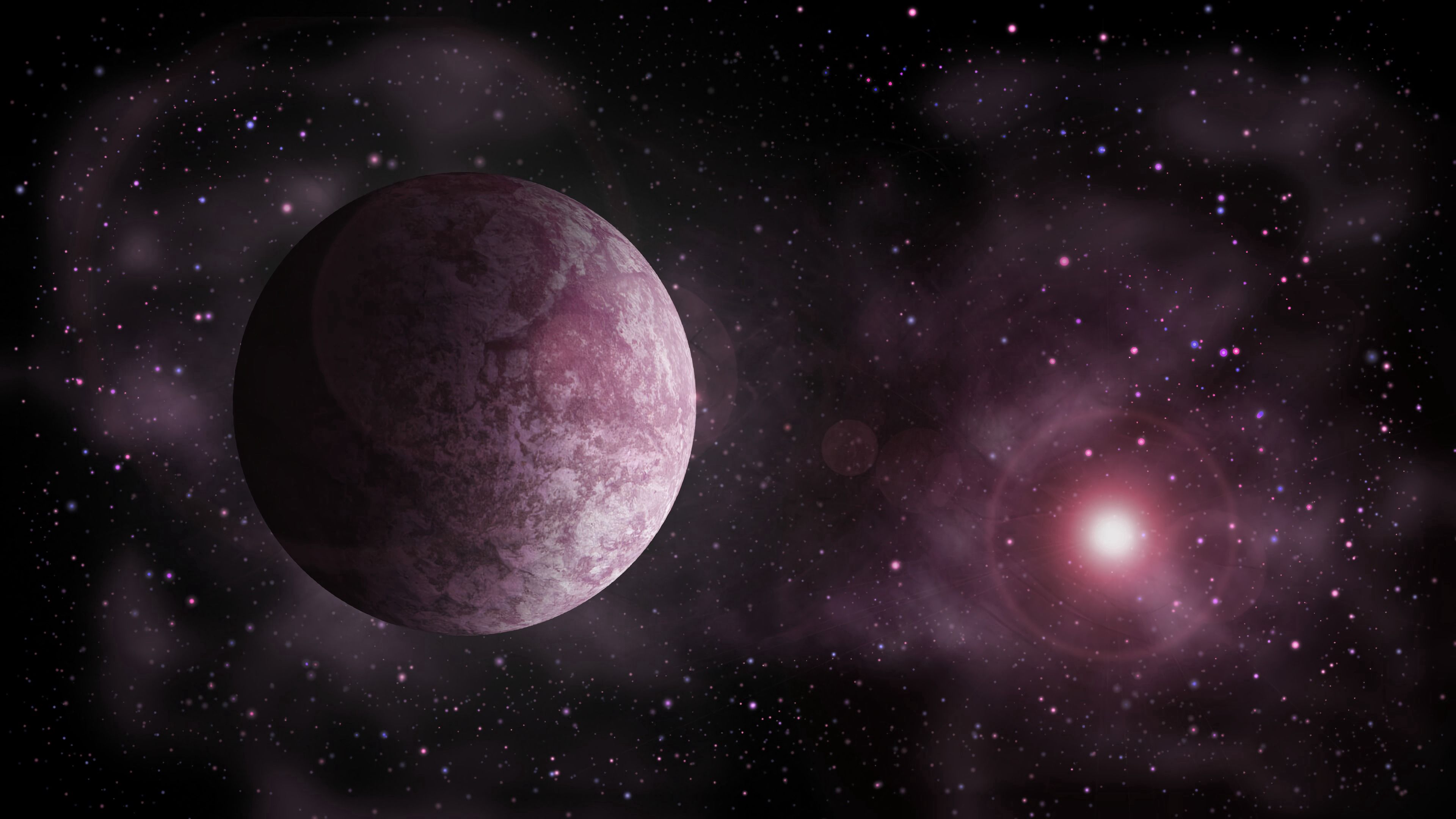 space, planet, stars, glare, light, 4k, HD Wallpaper