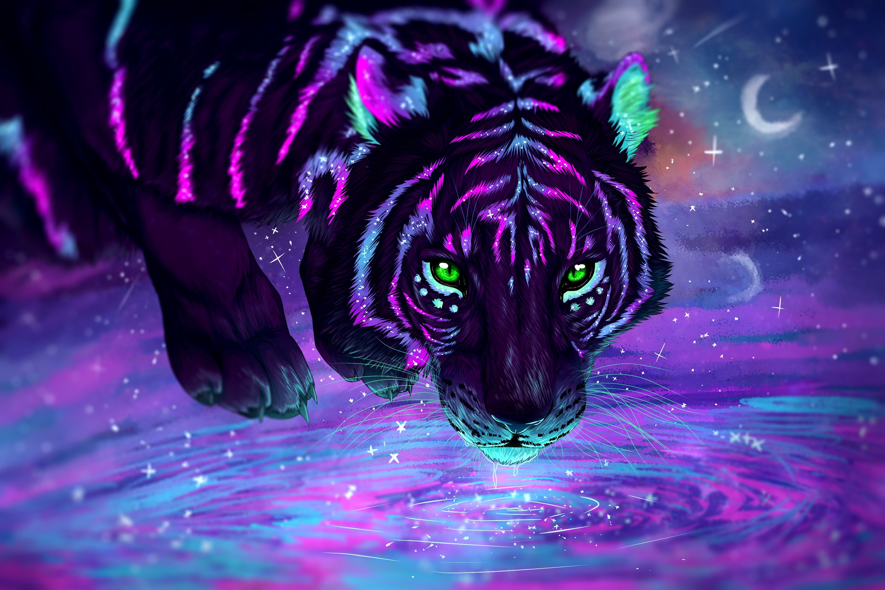 tiger, animals, artist, digital art, hd, artwork, deviantart, HD Wallpaper