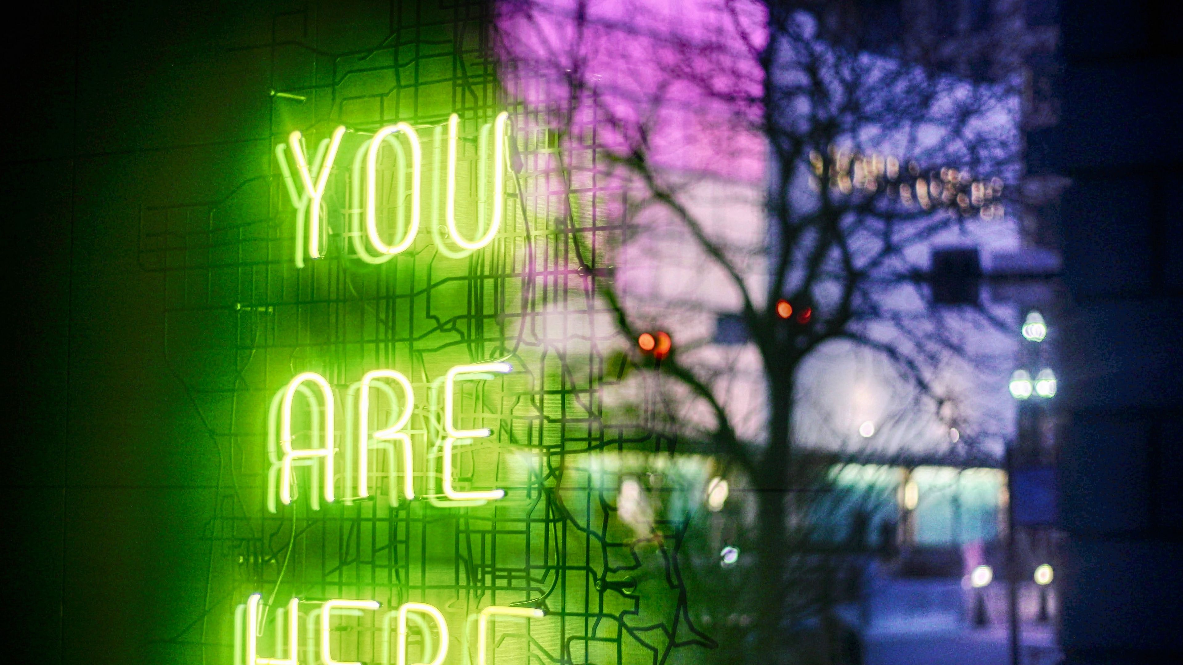 neon, text, words, glow, sign, 4k, HD Wallpaper