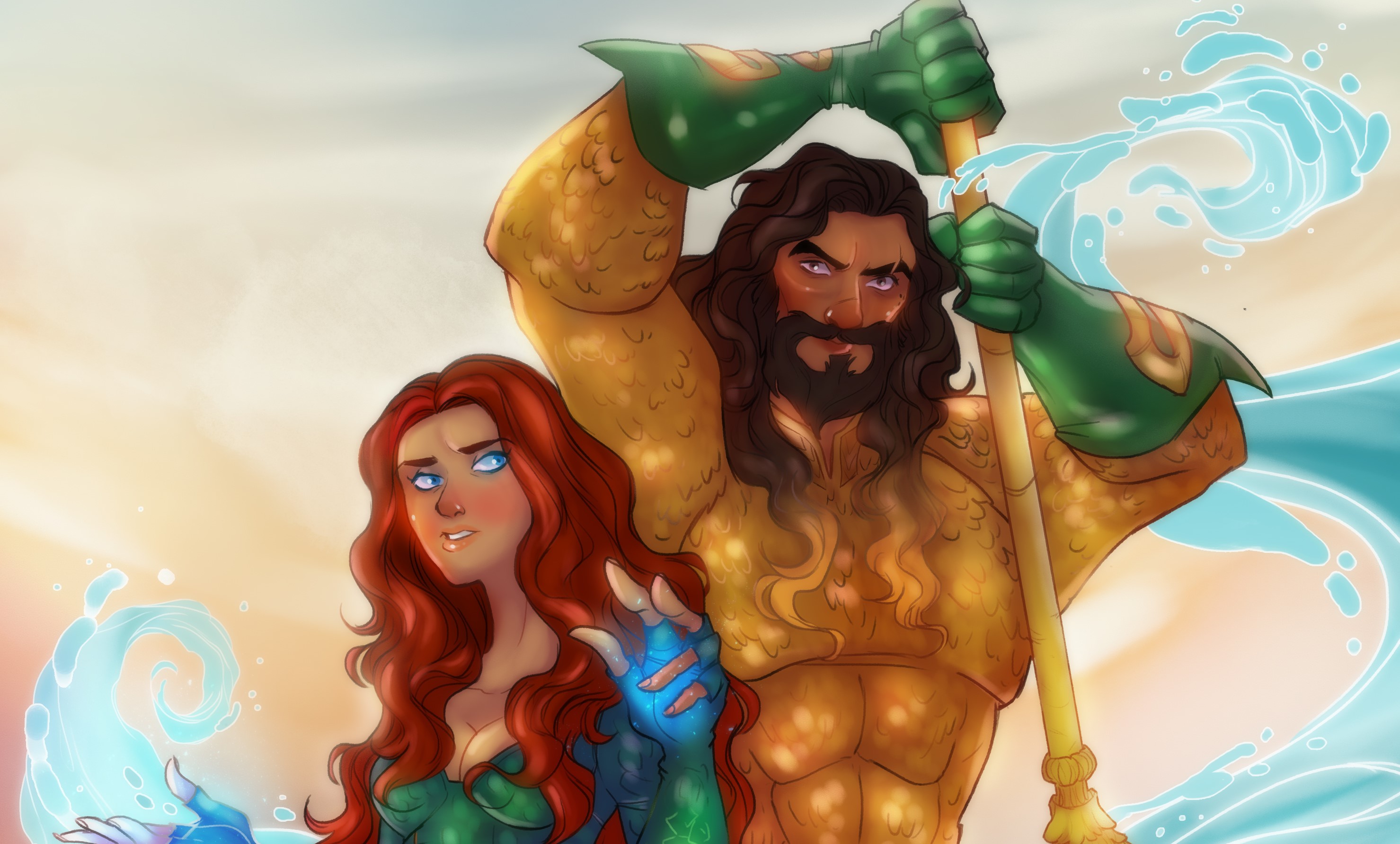 aquaman, mera, artist, artwork, digital art, hd, HD Wallpaper
