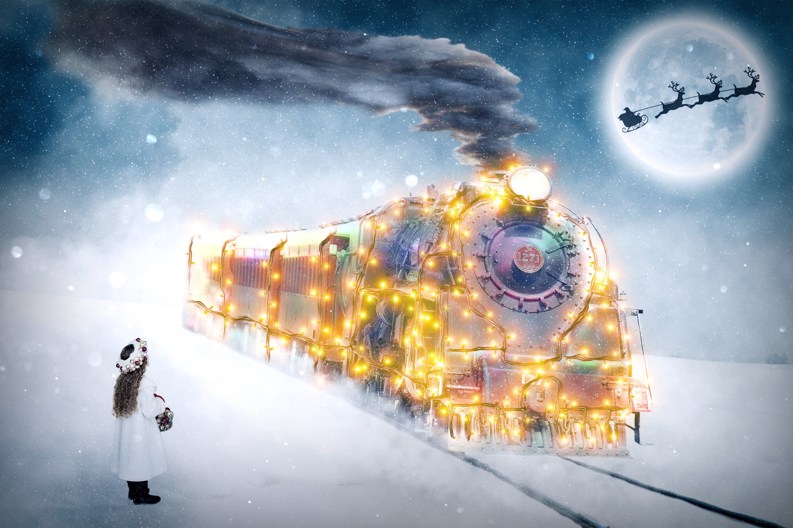 christmas, celebrations, train, hd, holidays, HD Wallpaper