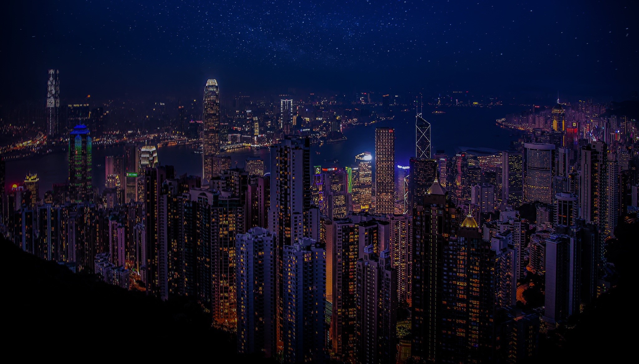 hong kong, world, lights, city, hd, skycrapper, buildings, HD Wallpaper