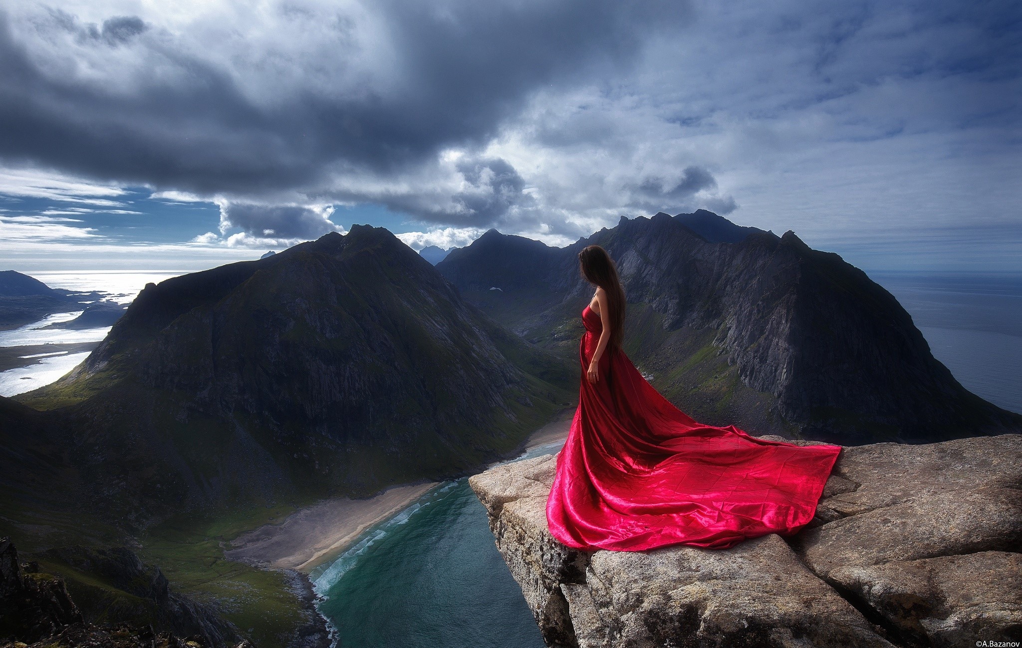 girls, photography, hd, red dress, red, dress, HD Wallpaper