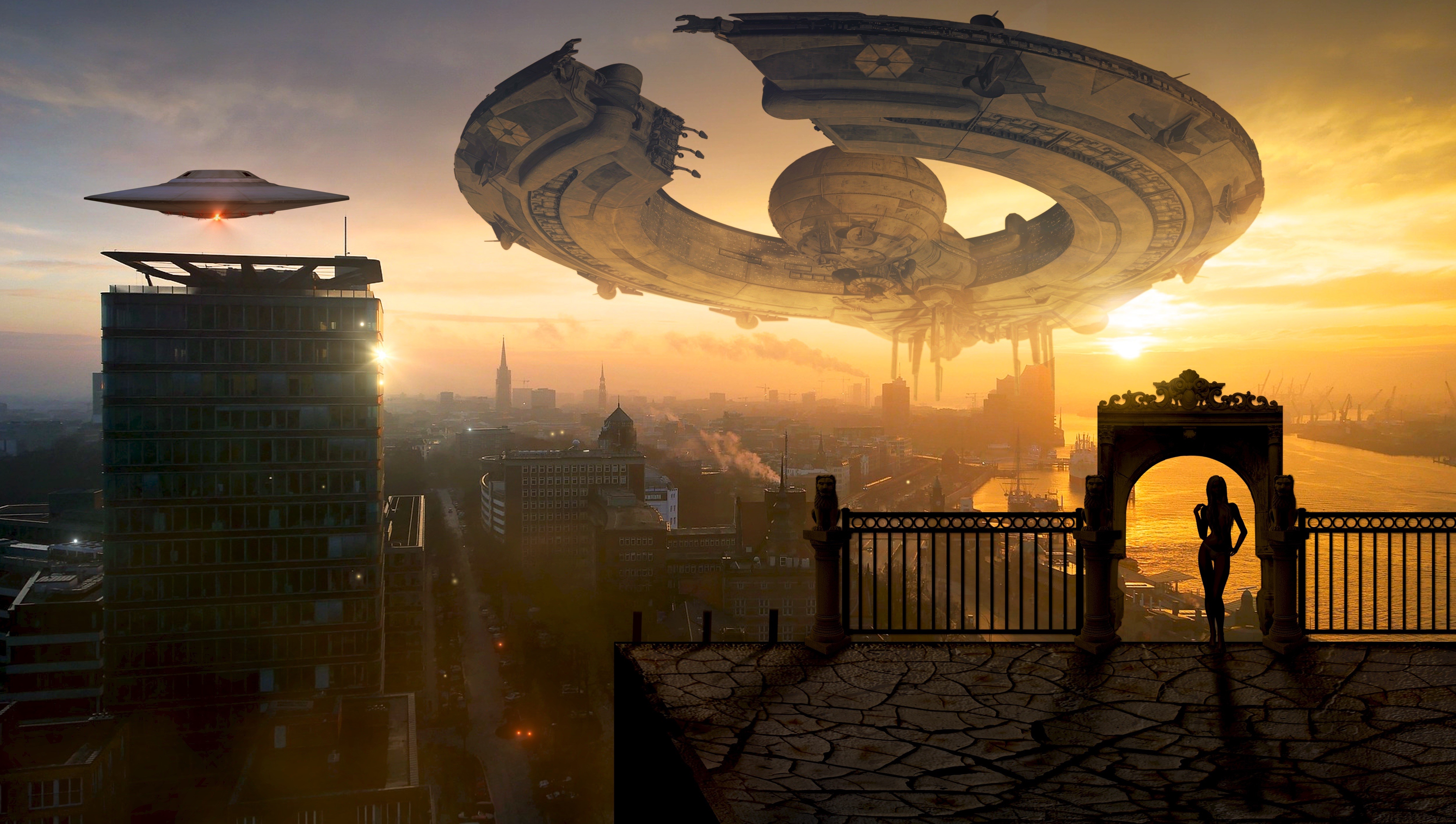 spaceship, fantasy, scifi, world, 4k, 5k, hd, artist, artwork, digital art, HD Wallpaper