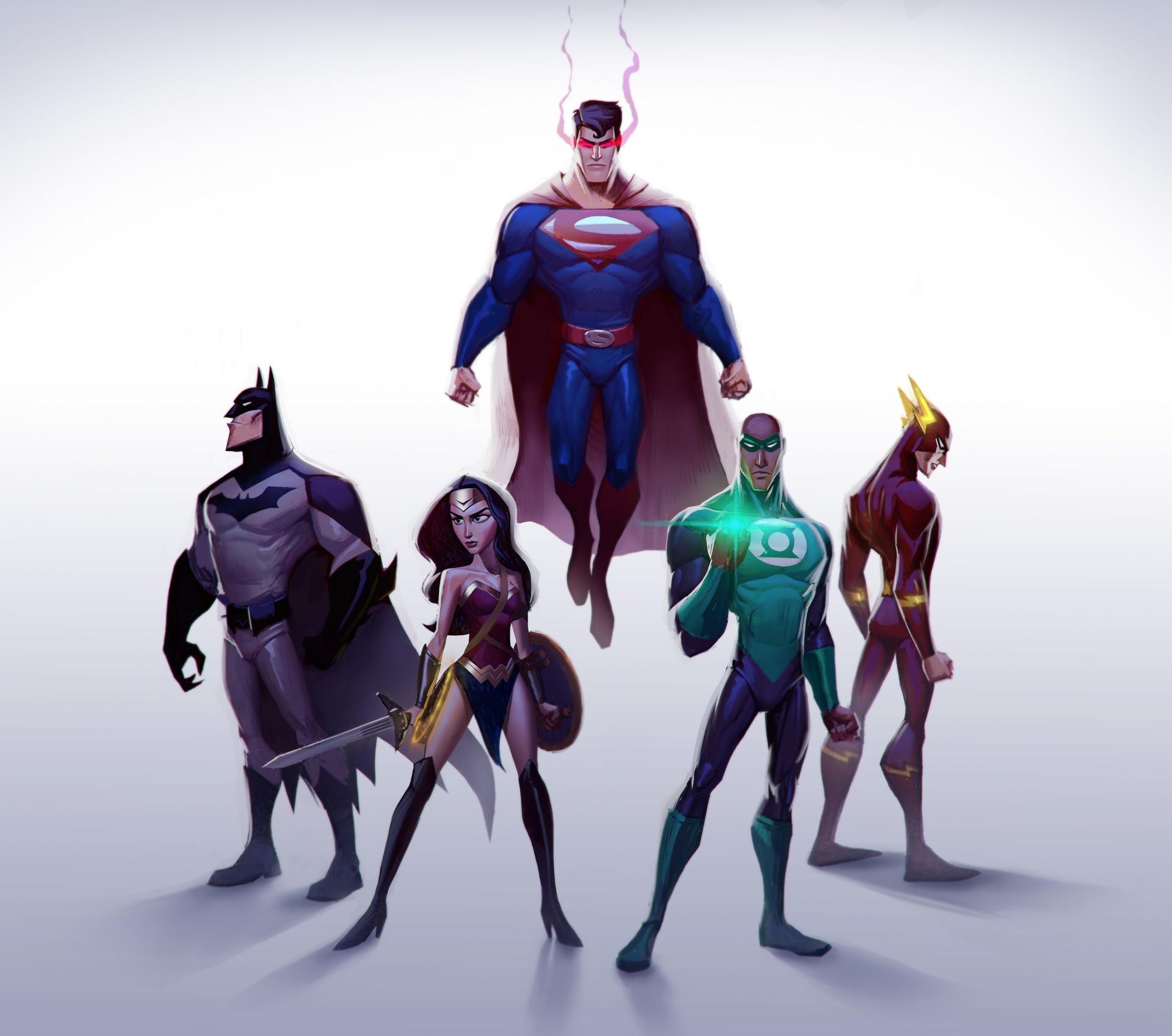 justice league, batman, green lantern, wonder woman, flash, superman, superheroes, artist, artwork, hd, artstation, HD Wallpaper