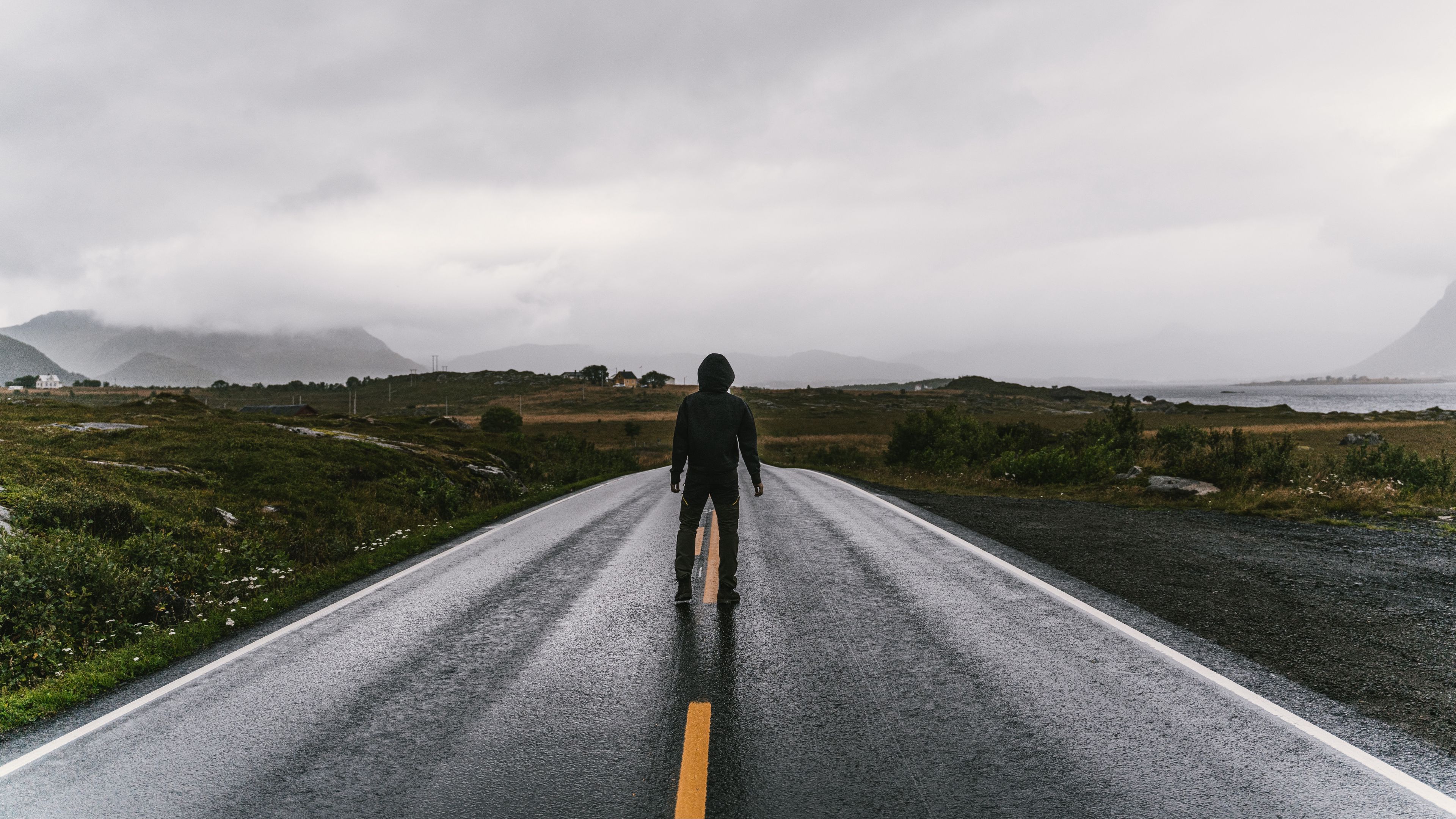 man, road, alone, nature, 4k, HD Wallpaper