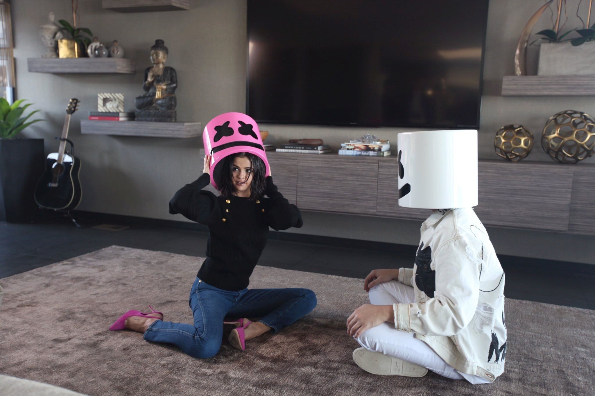 selena gomez, marshmello, music, dj, hd, singer, celebrities, HD Wallpaper