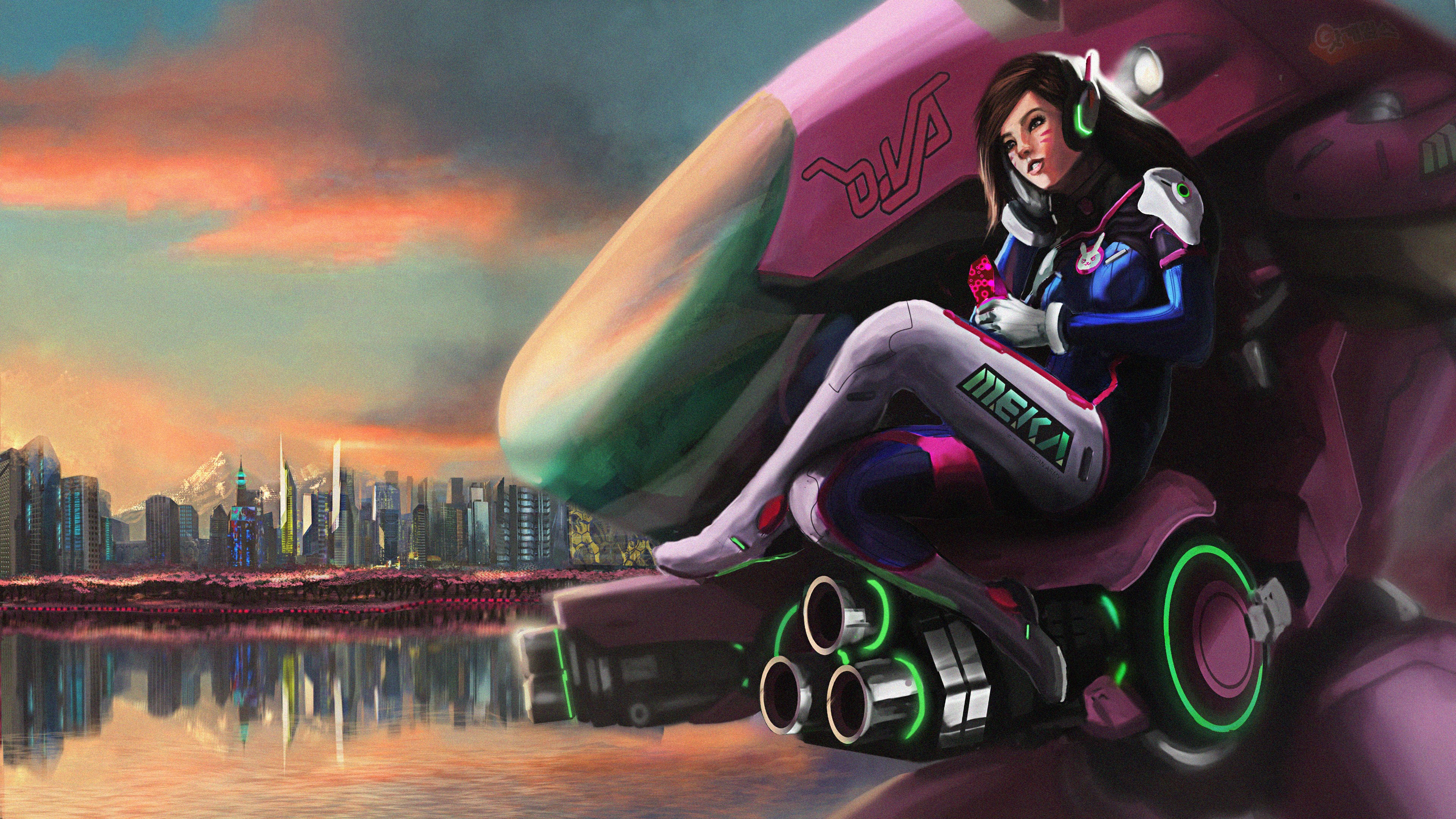 dva overwatch, overwatch, games, artwork, hd, artist, digital art, HD Wallpaper