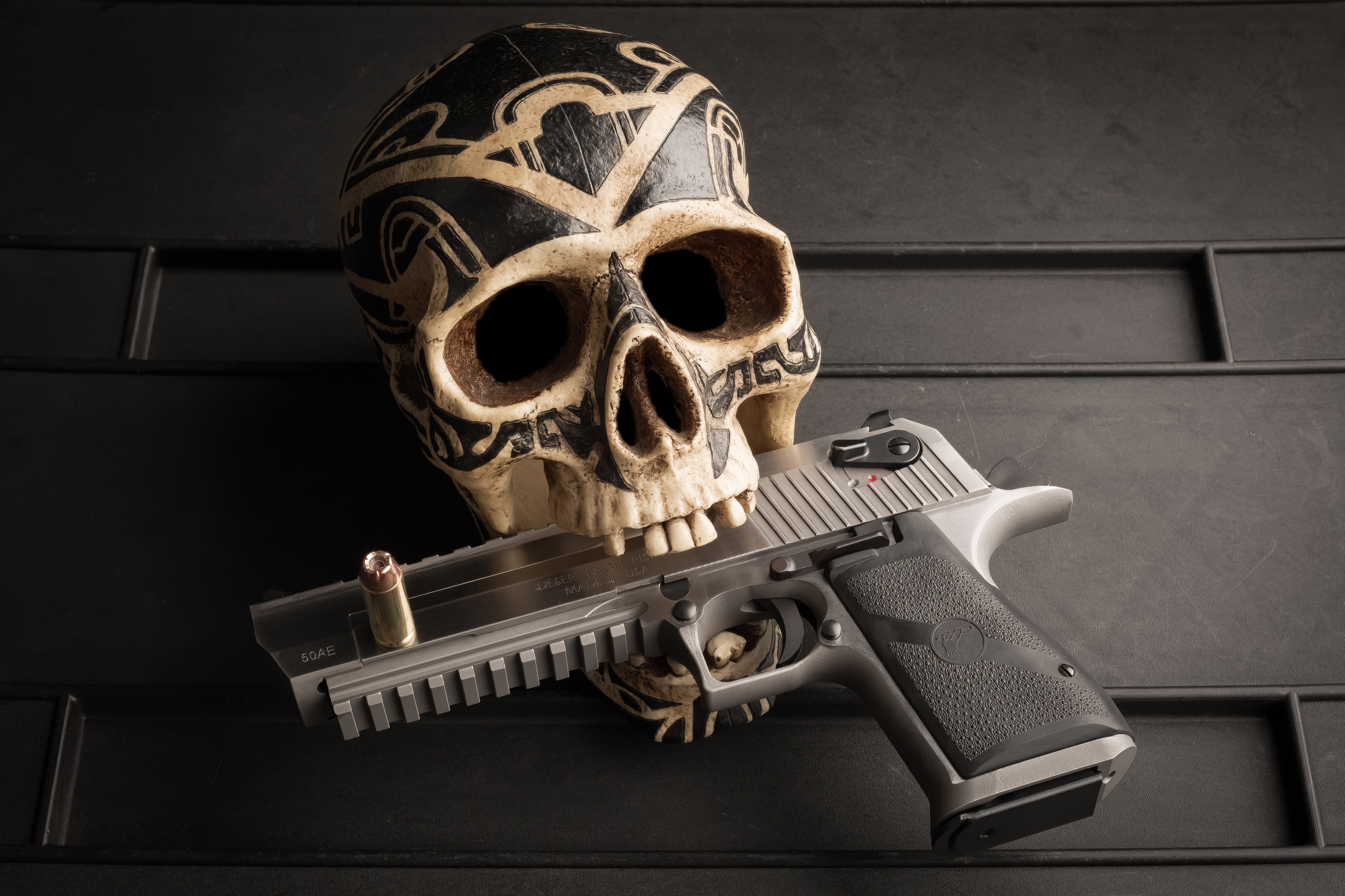 skull, pistol, 4k, 5k, hd, others, HD Wallpaper