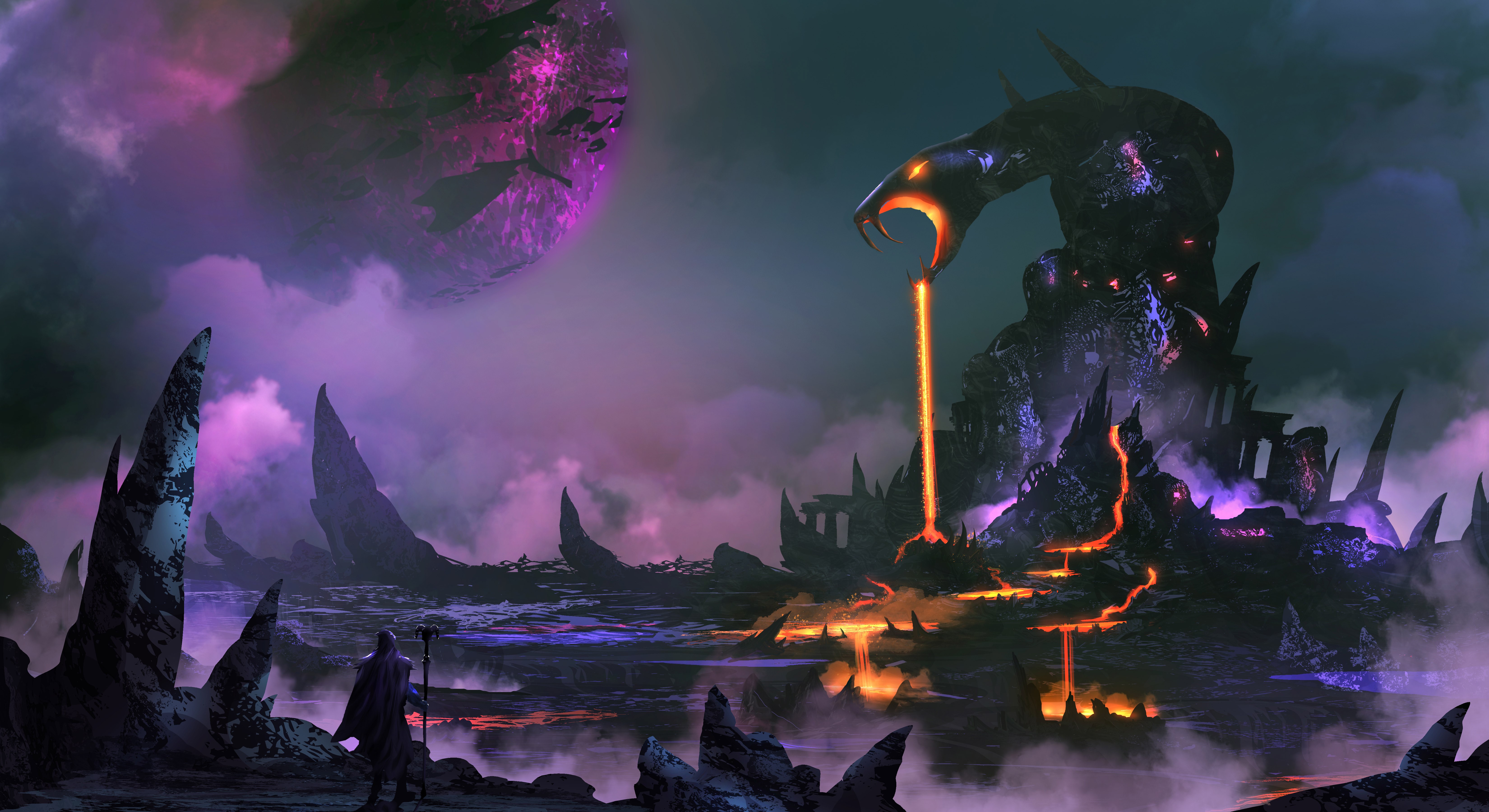 monster, artist, warrior, digital art, lava, hd, 4k, 5k, HD Wallpaper