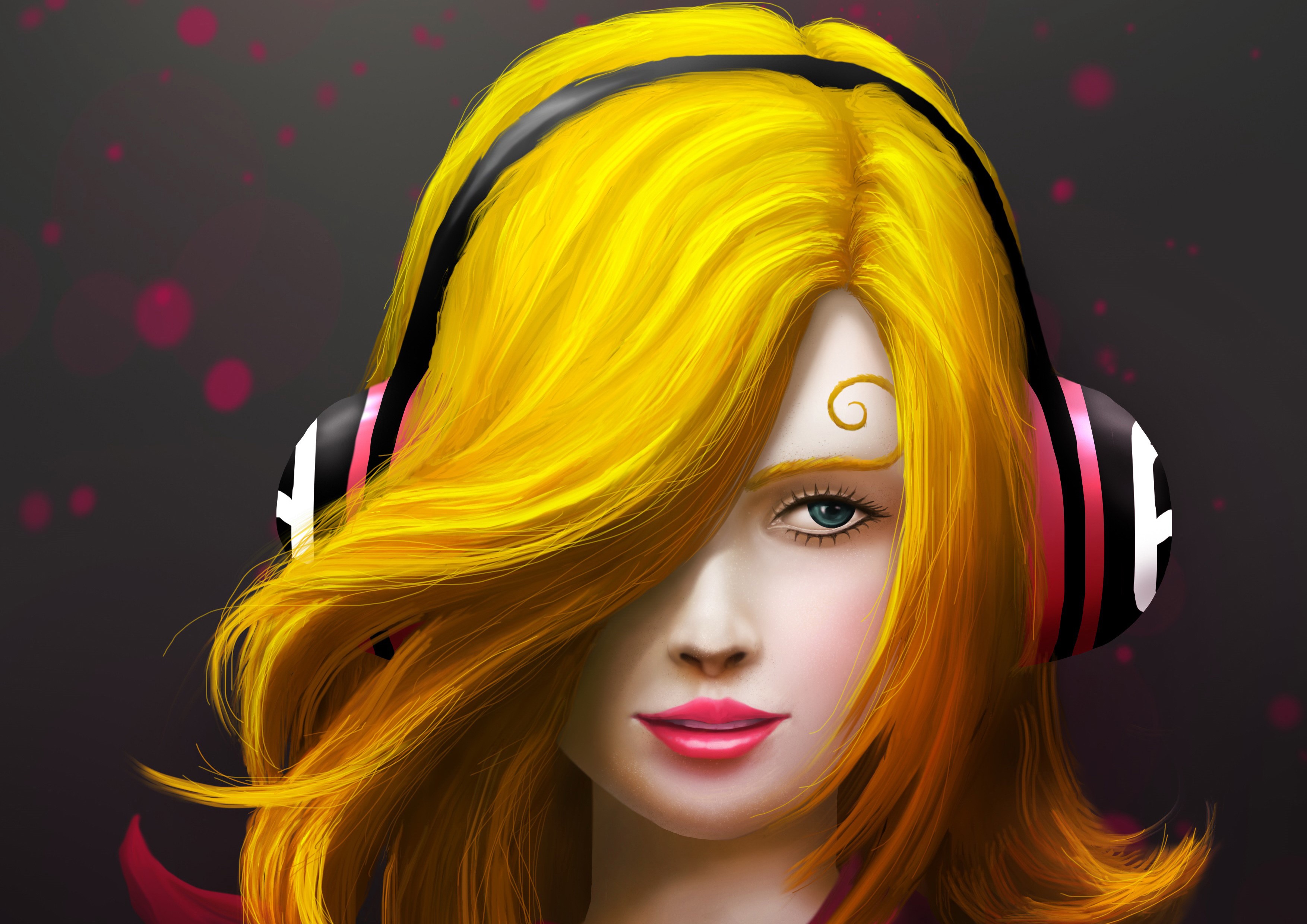 painting, girls, headphones, artwork, artist, digital art, hd, 4k, HD Wallpaper