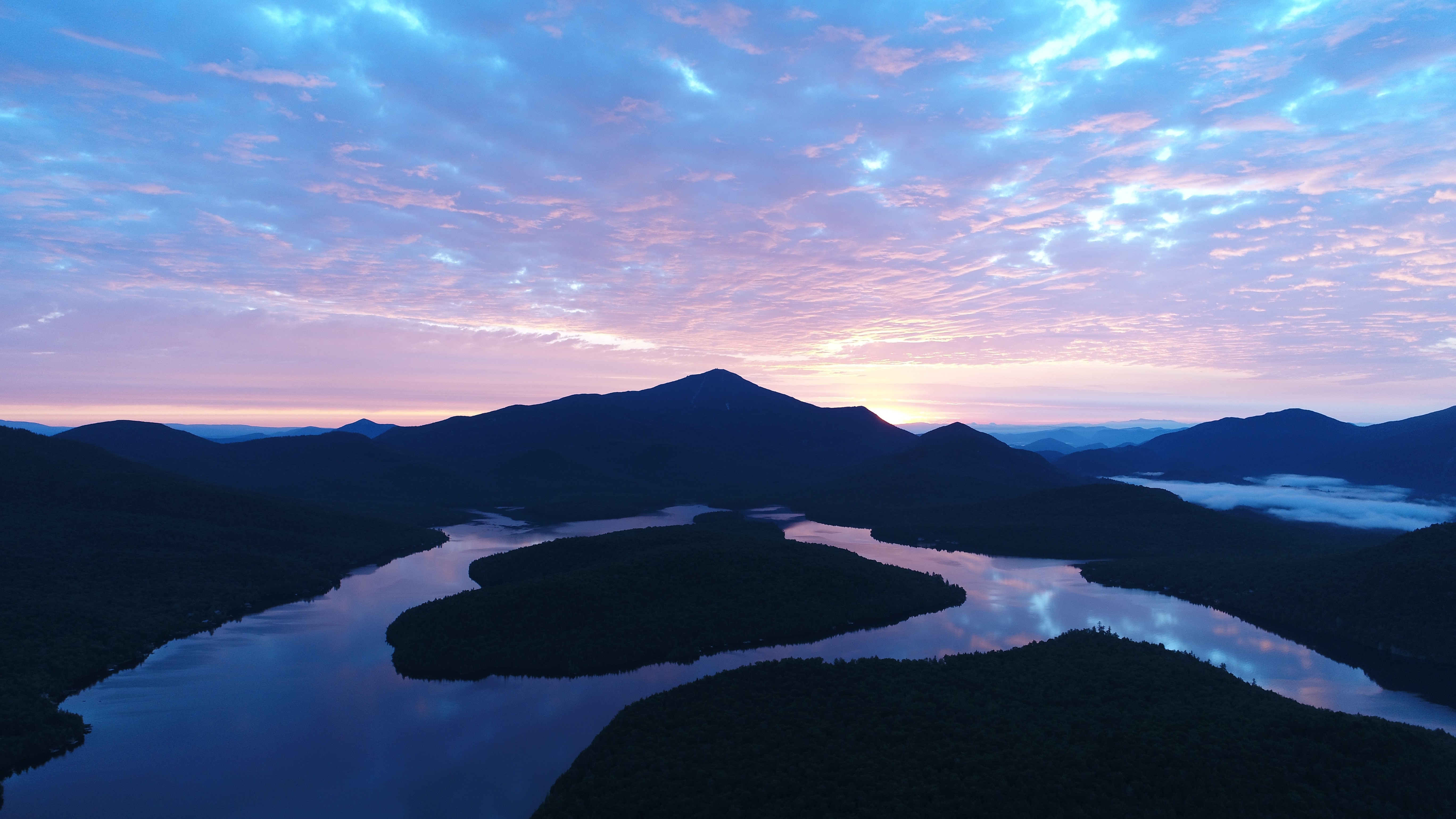 sunset, mountains, lake, nature, evening, 4k, 5k, hd, HD Wallpaper