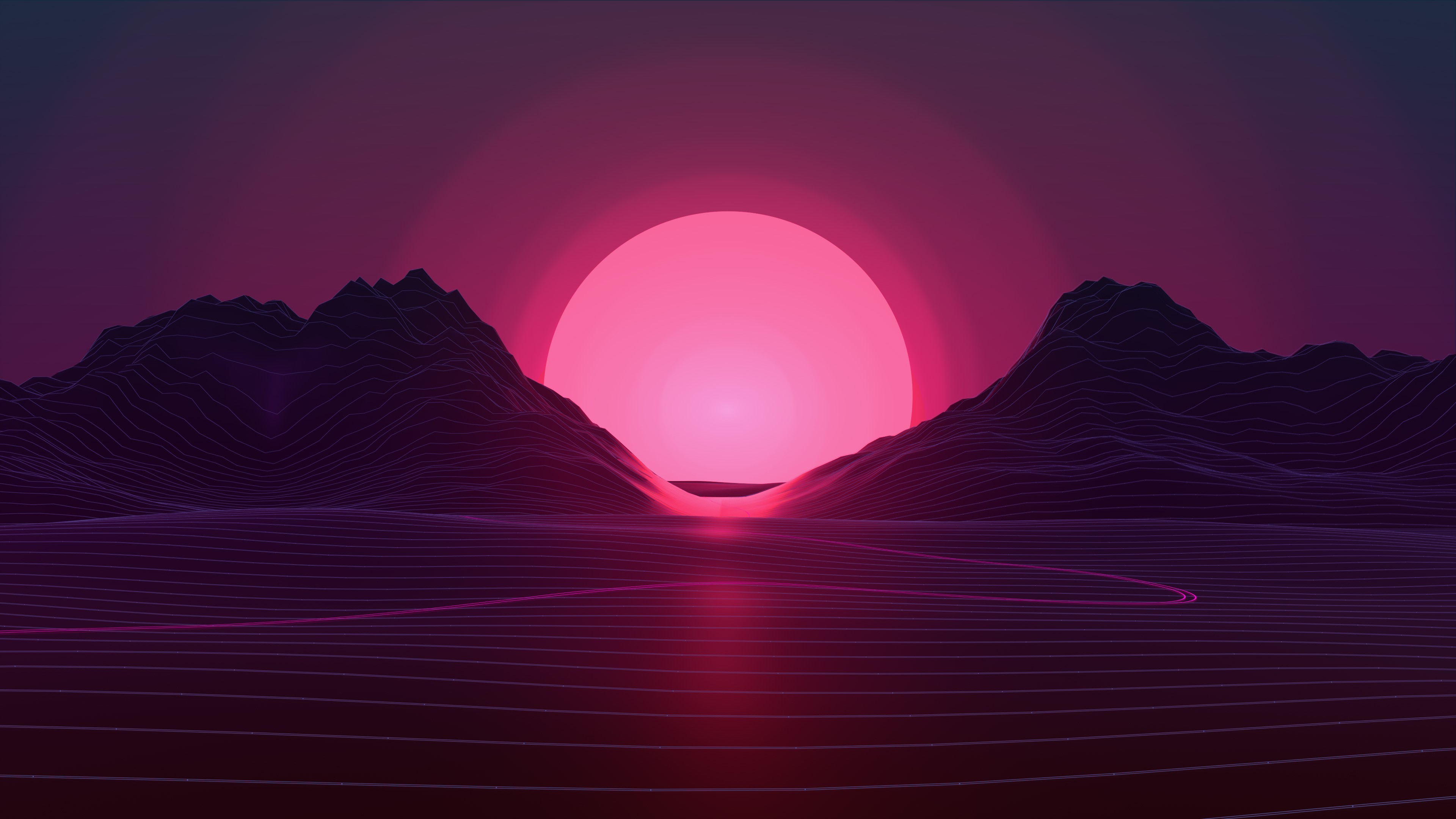 neon, sunset, 4k, hd, artwork, digital art, abstract, deviantart, HD Wallpaper