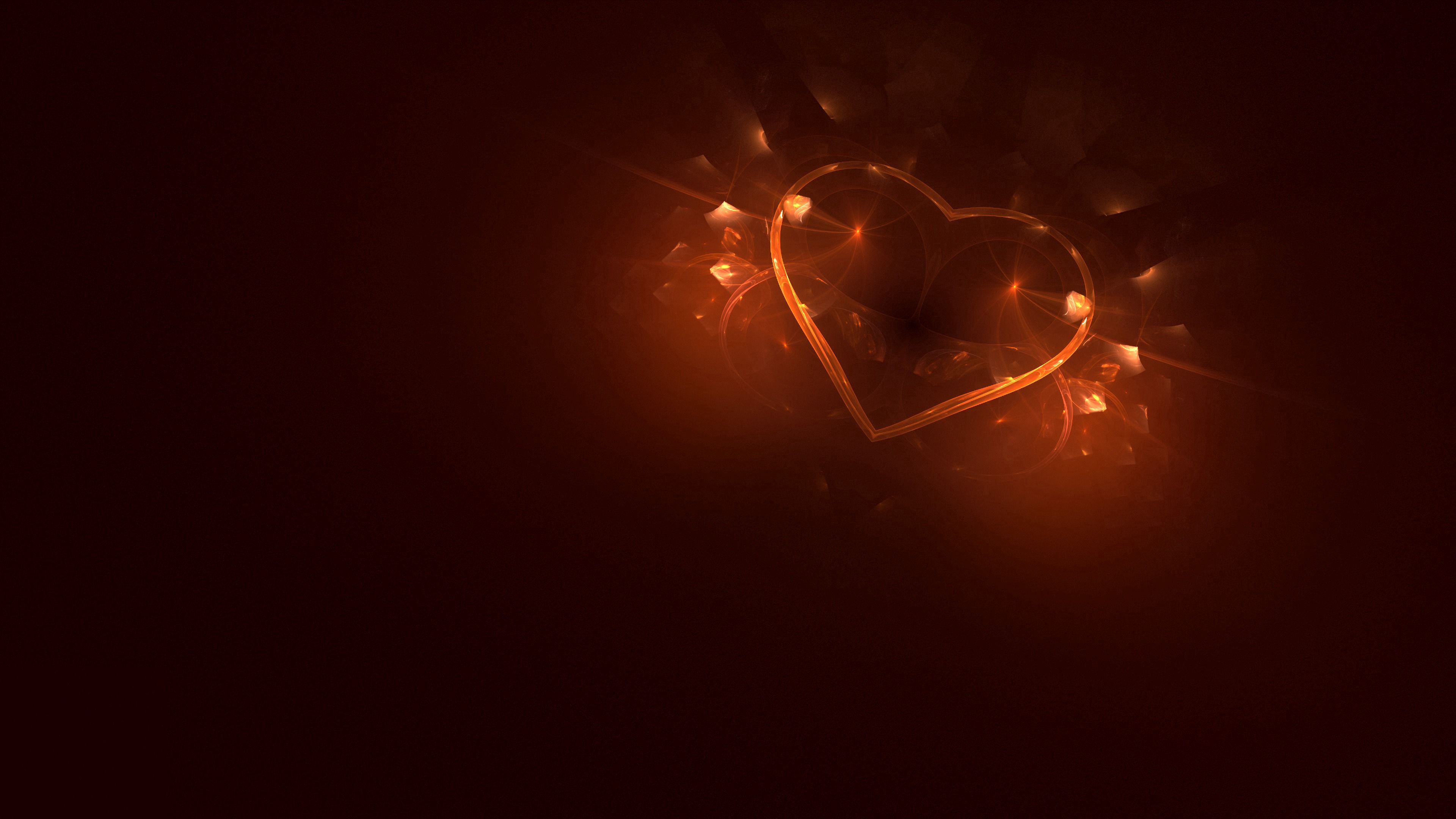 heart, glare, fractal, abstraction, 4k, HD Wallpaper
