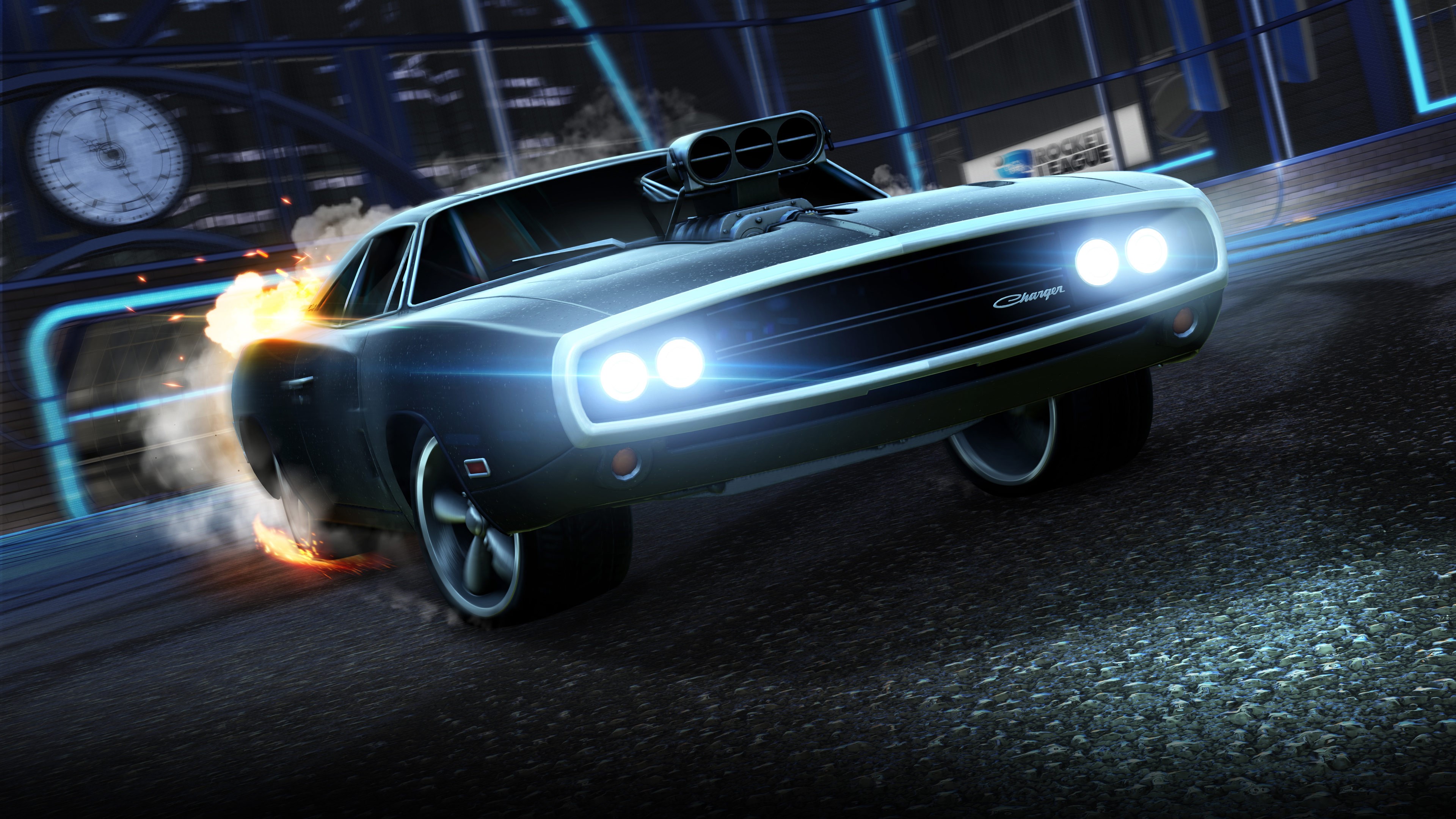 rocket league, cars, games, 2017 games, hd, 4k, dodge charger, dodge, HD Wallpaper