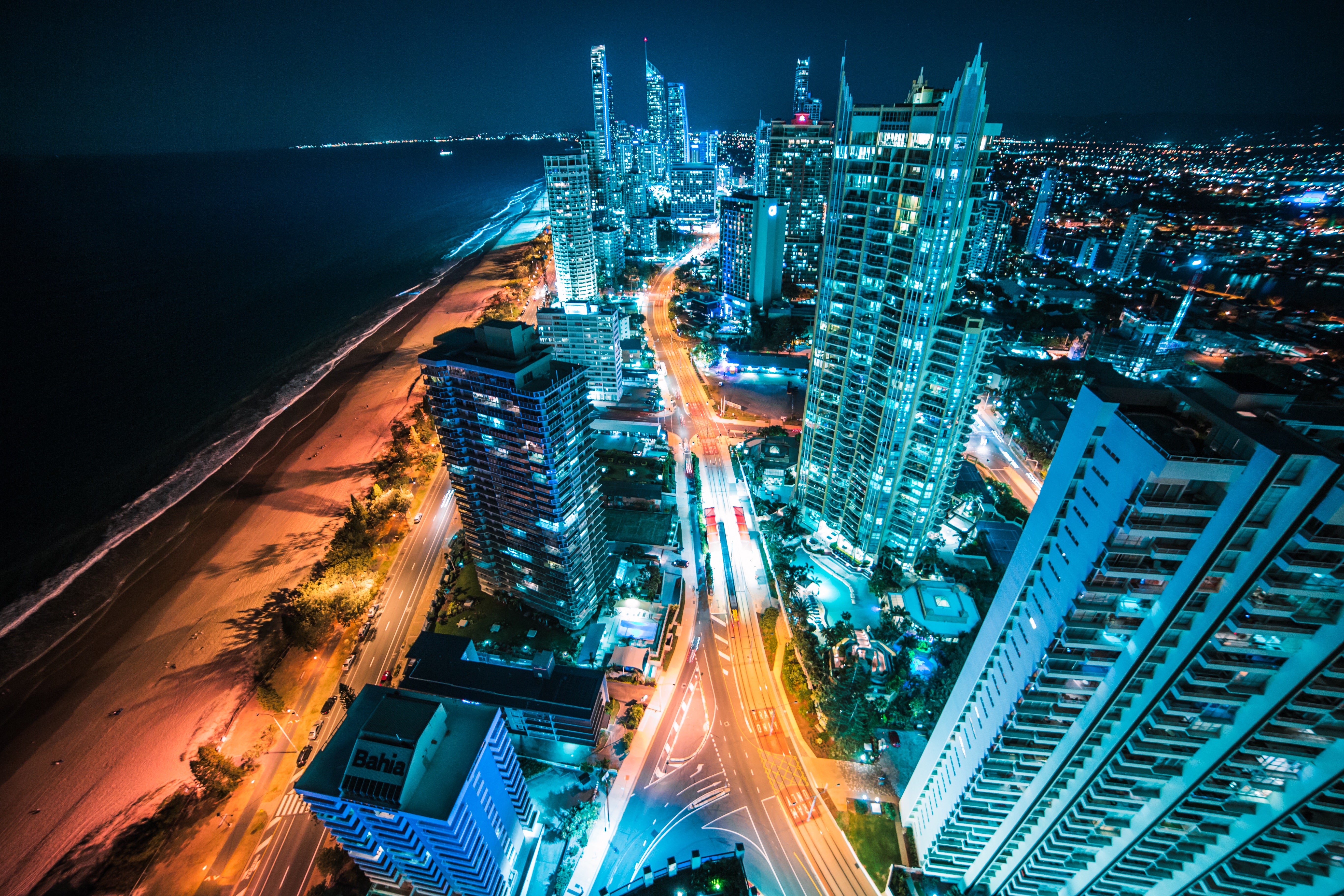 australia, buildings, lights, night, 4k, hd, photography, HD Wallpaper