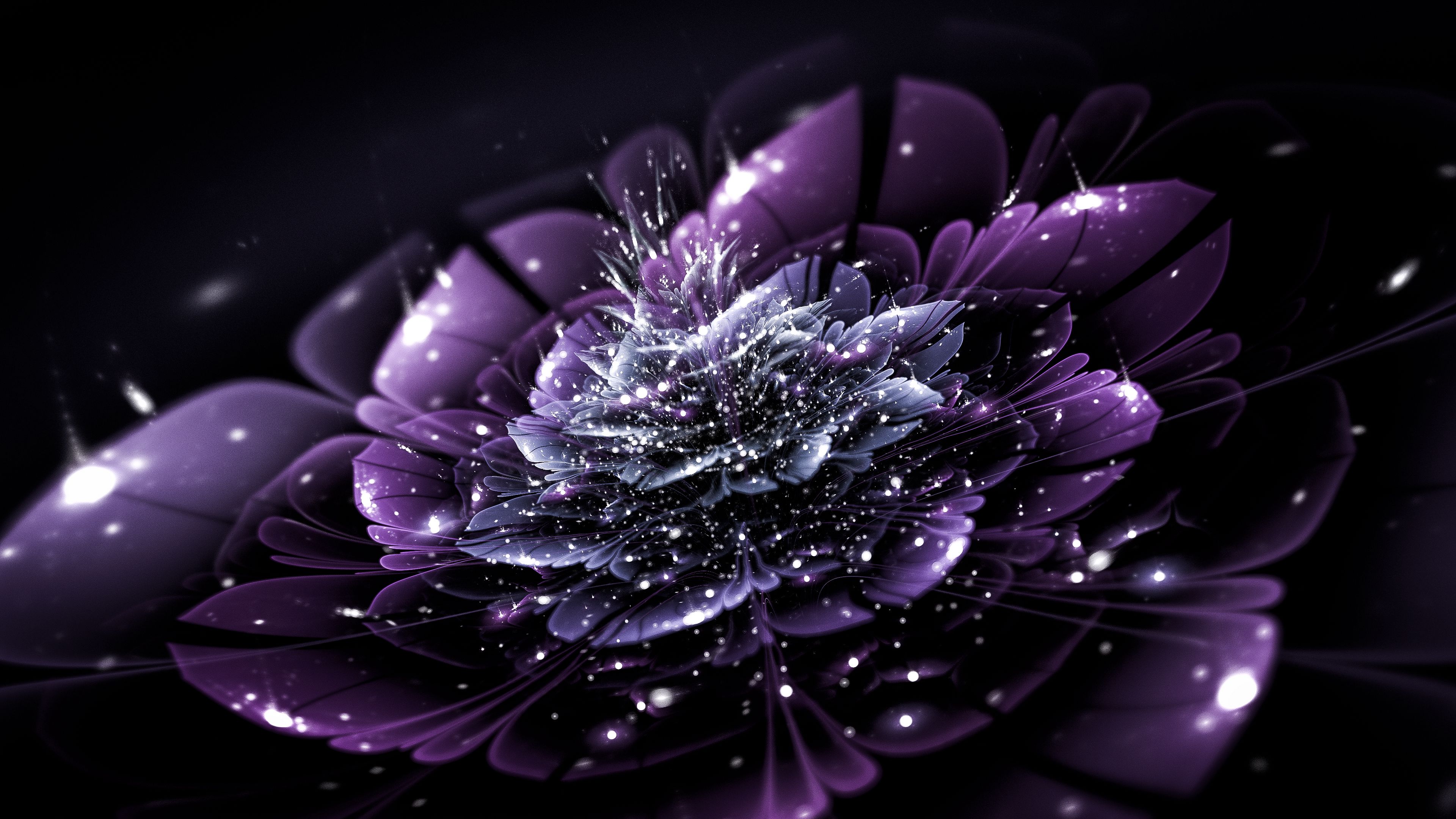 fractal, flower, abstraction, glare, dots, 4k, HD Wallpaper