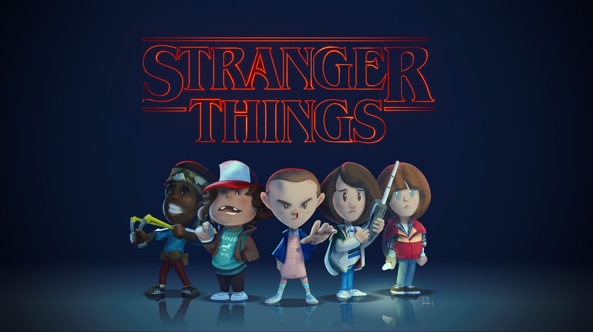 stranger things, tv shows, hd, artwork, artist, digital art, minimalism, artstation, HD Wallpaper