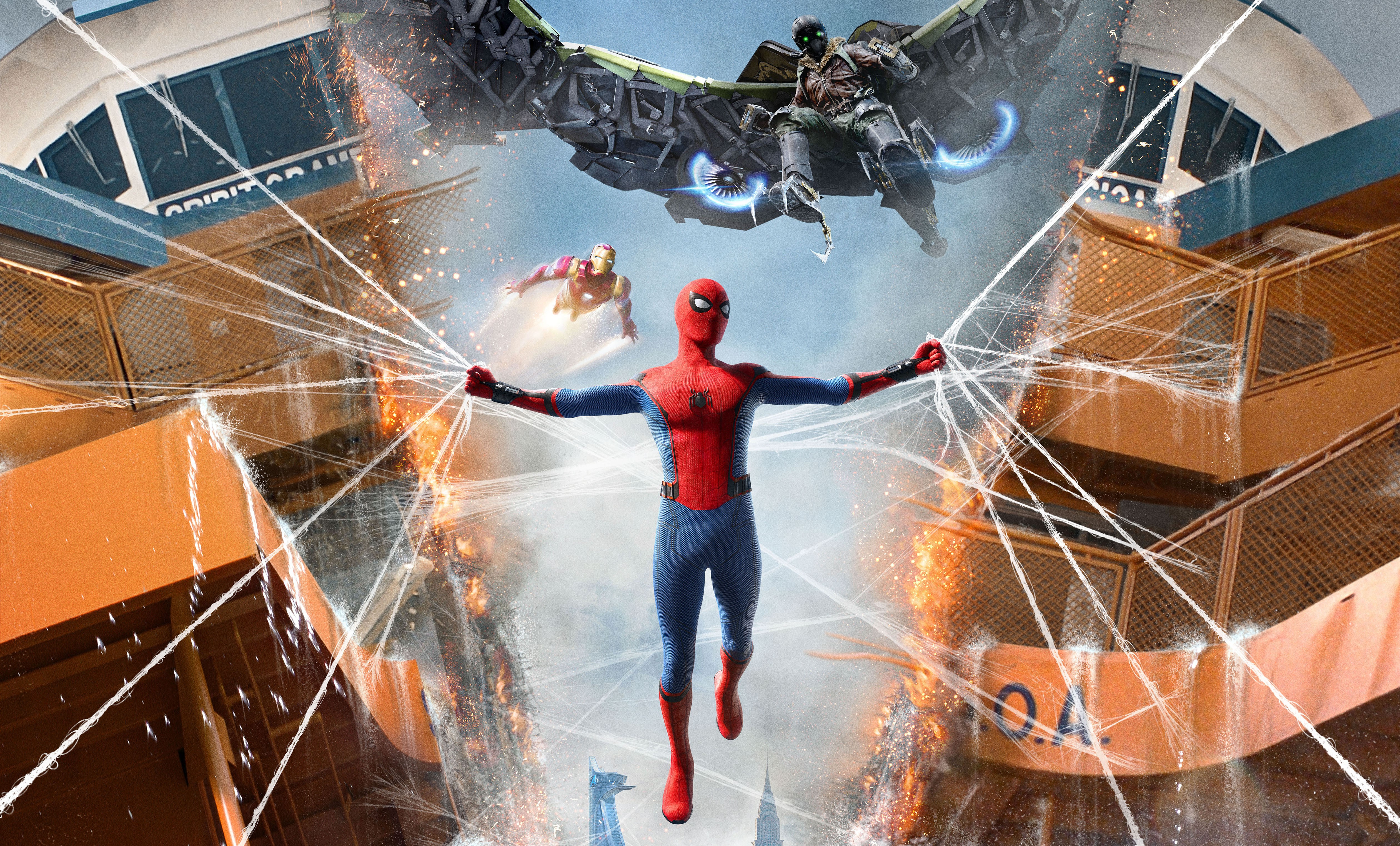 spiderman homecoming, spiderman, 2017 movies, movies, tom holland, 4k, hd, 5k, iron man, vulture, HD Wallpaper