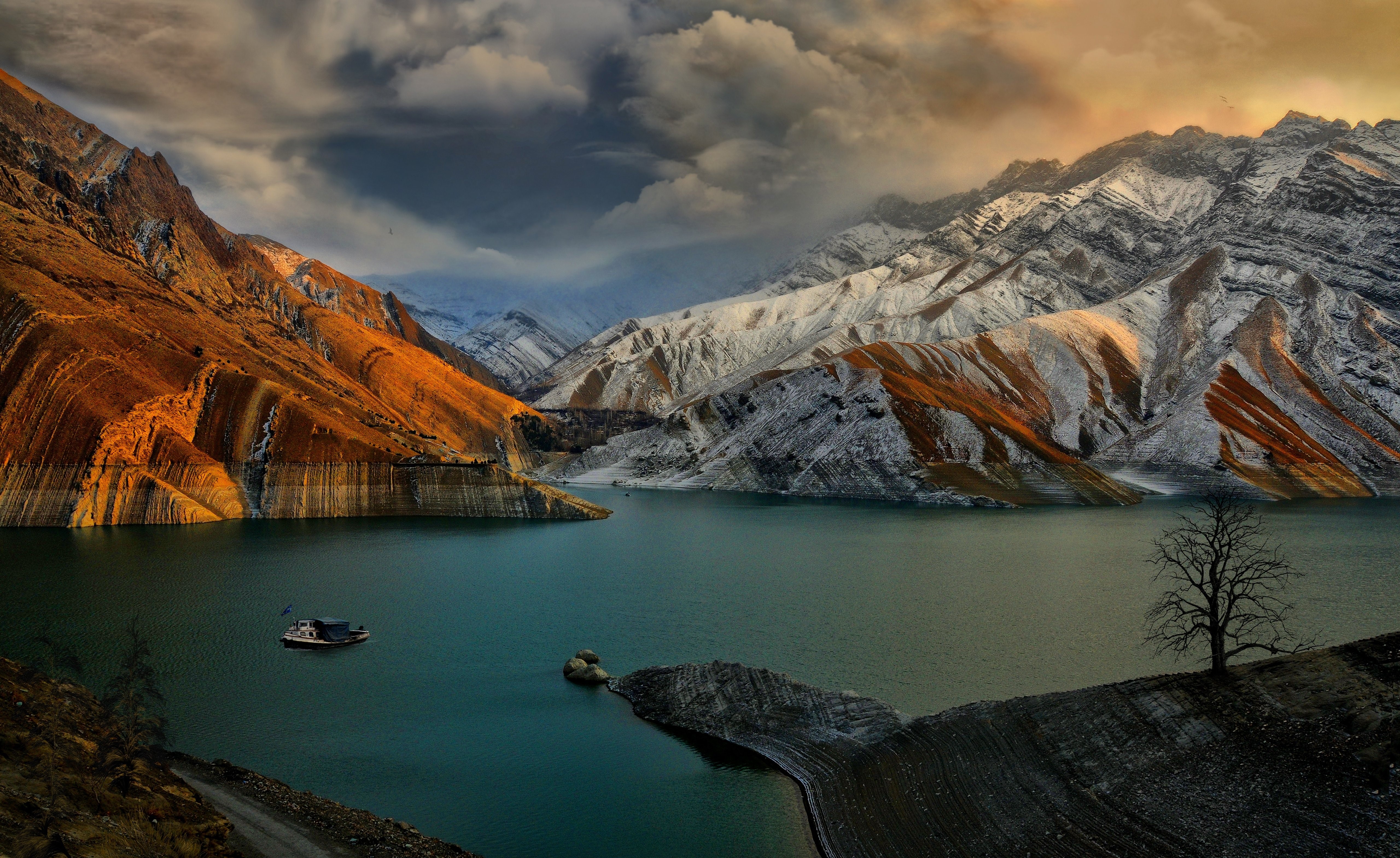 lake, mountains, nature, 4k, 5k, hd, HD Wallpaper