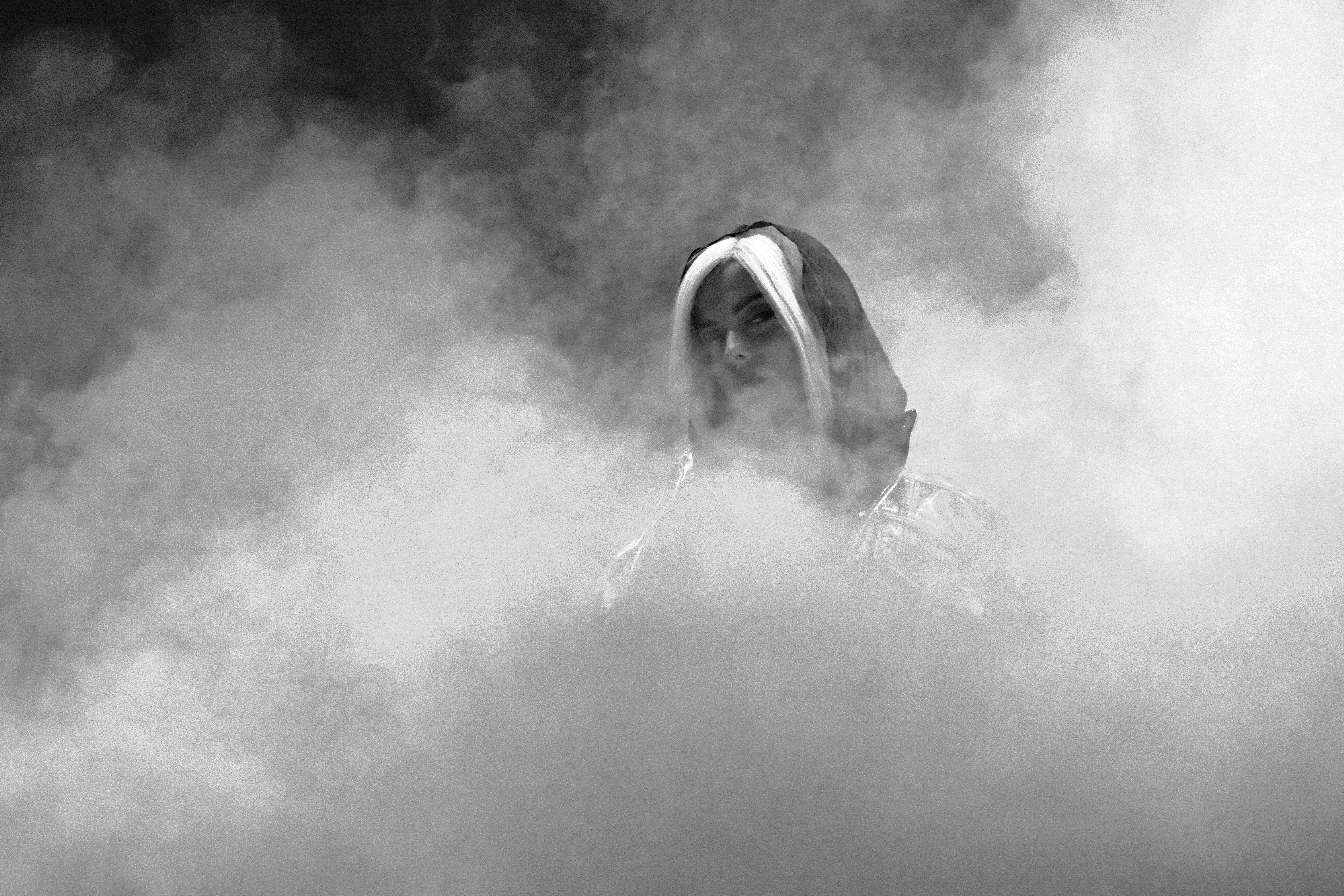 bebe rexha, singer, music, girls, hd, 4k, monochrome, black and white, HD Wallpaper