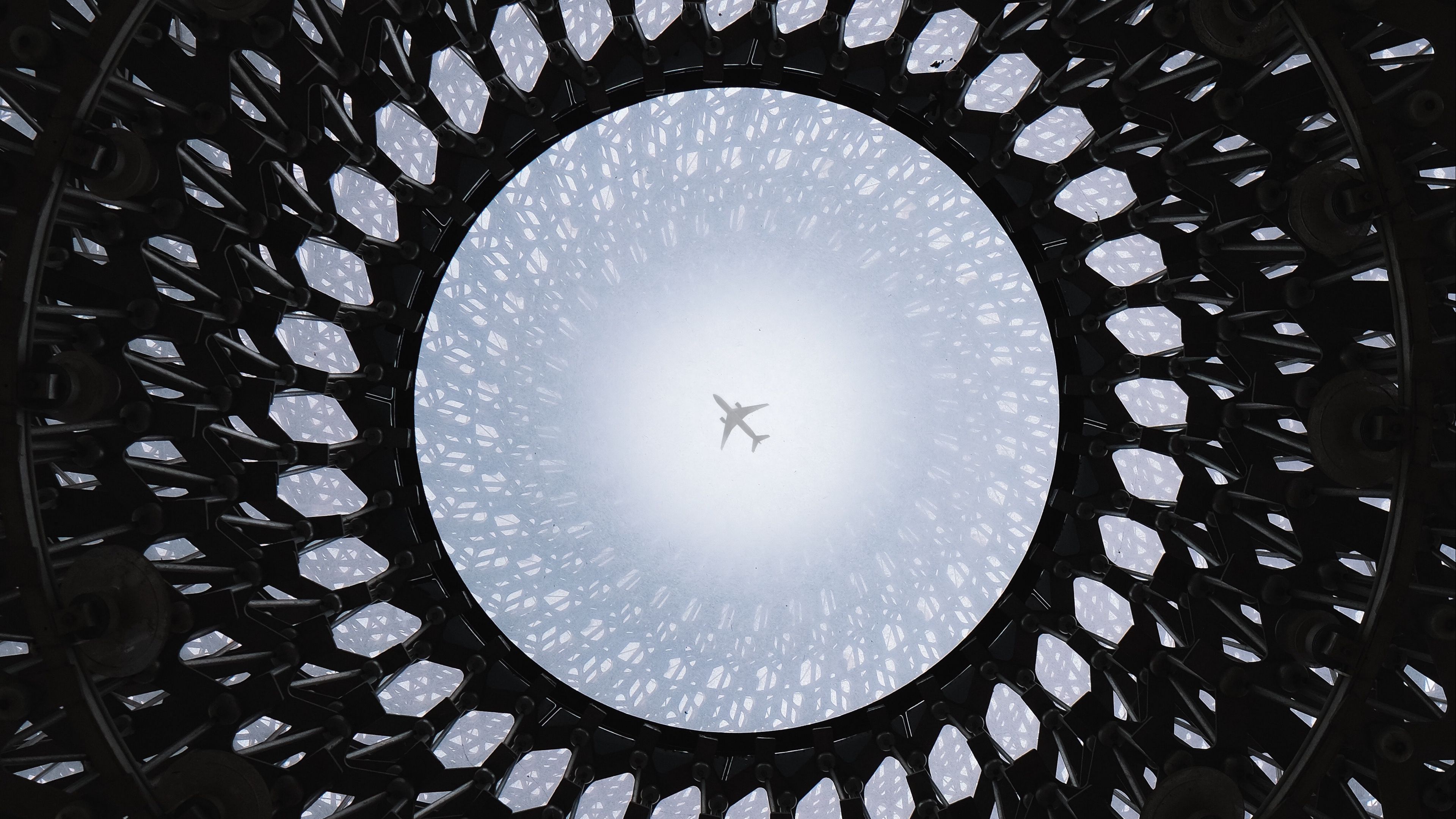 dome, sky, plane, architecture, 4k, HD Wallpaper