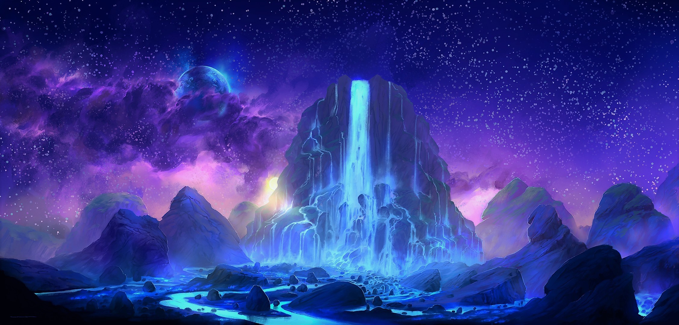 waterfall, artist, digital art, hd, deviantart, HD Wallpaper